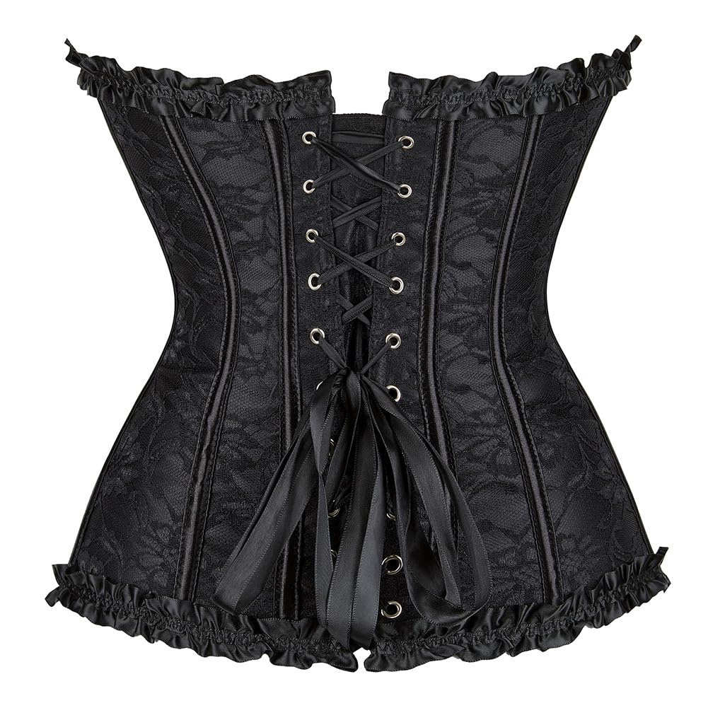 HEZEHAI Corset Tops for Women, Bustier Shapewear Lingerie, Waist Shaping Lace Push Up Bodysuit Pleated Lace Corset Tops