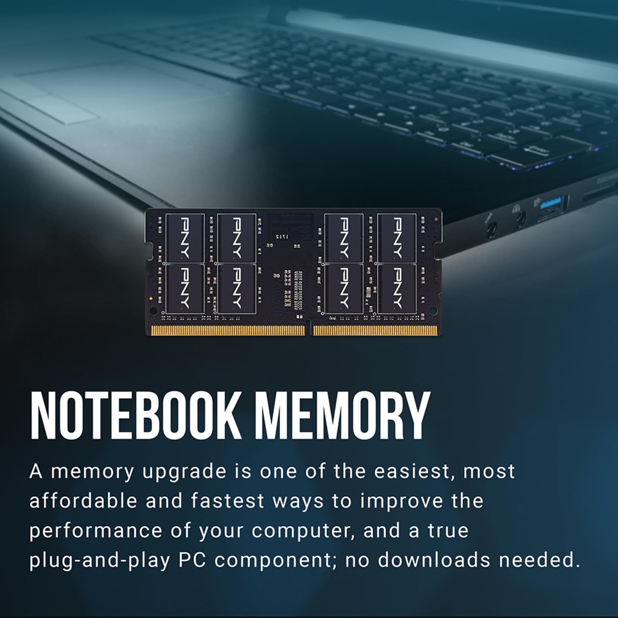 PNY Performance 64GB (2x32GB) DDR4 DRAM 3200MHz (PC4-25600) CL22 1.2V Dual Rank Notebook/Laptop (SODIMM) Computer Memory Kit – MN64GK2D43200-TB