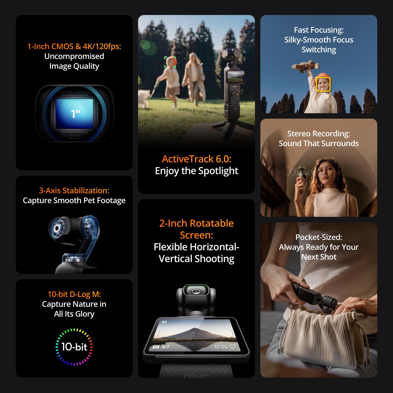 DJI Osmo Pocket 3, s with 1'' CMOS & 4K/120fps Vlog Camera, 3-Axis Stabilization, Fast Focusing, Face/Object Tracking, Digital Vlogging Camera for YouTube: Vlogging Camera