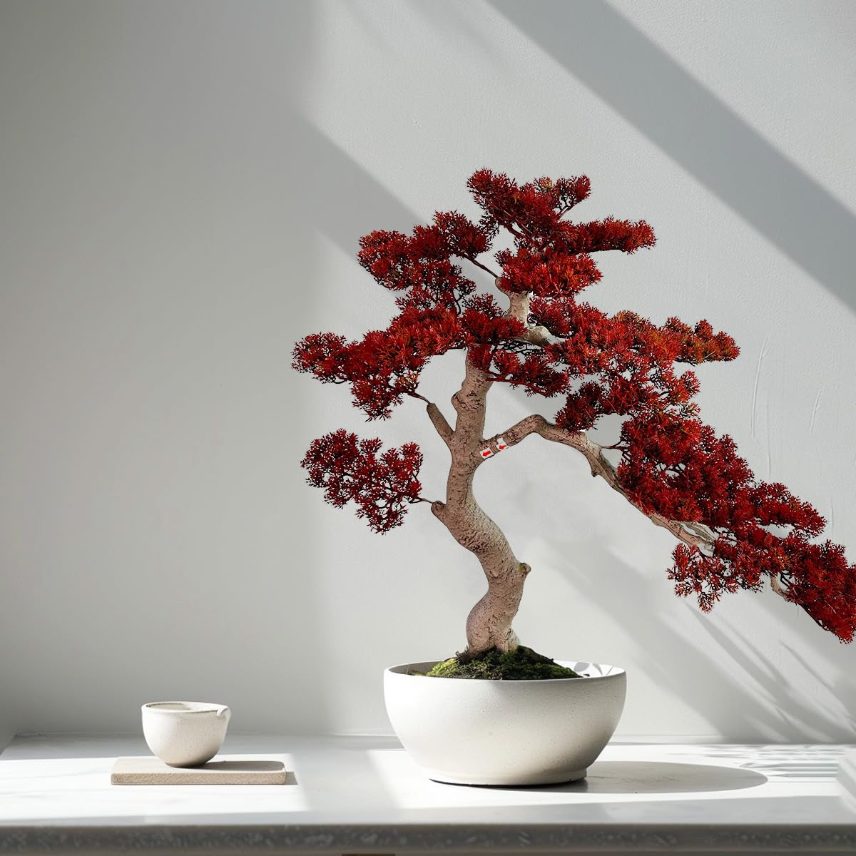 VIGGDA 3ft（43in） Artificial Bonsai Tree Juniper Faux Plants Indoor Big Fake Plants Decor with Ceramic Pots for Home Table Office Desk Bathroom Shelf Bedroom Living Room Farmhouse Decorations: Red