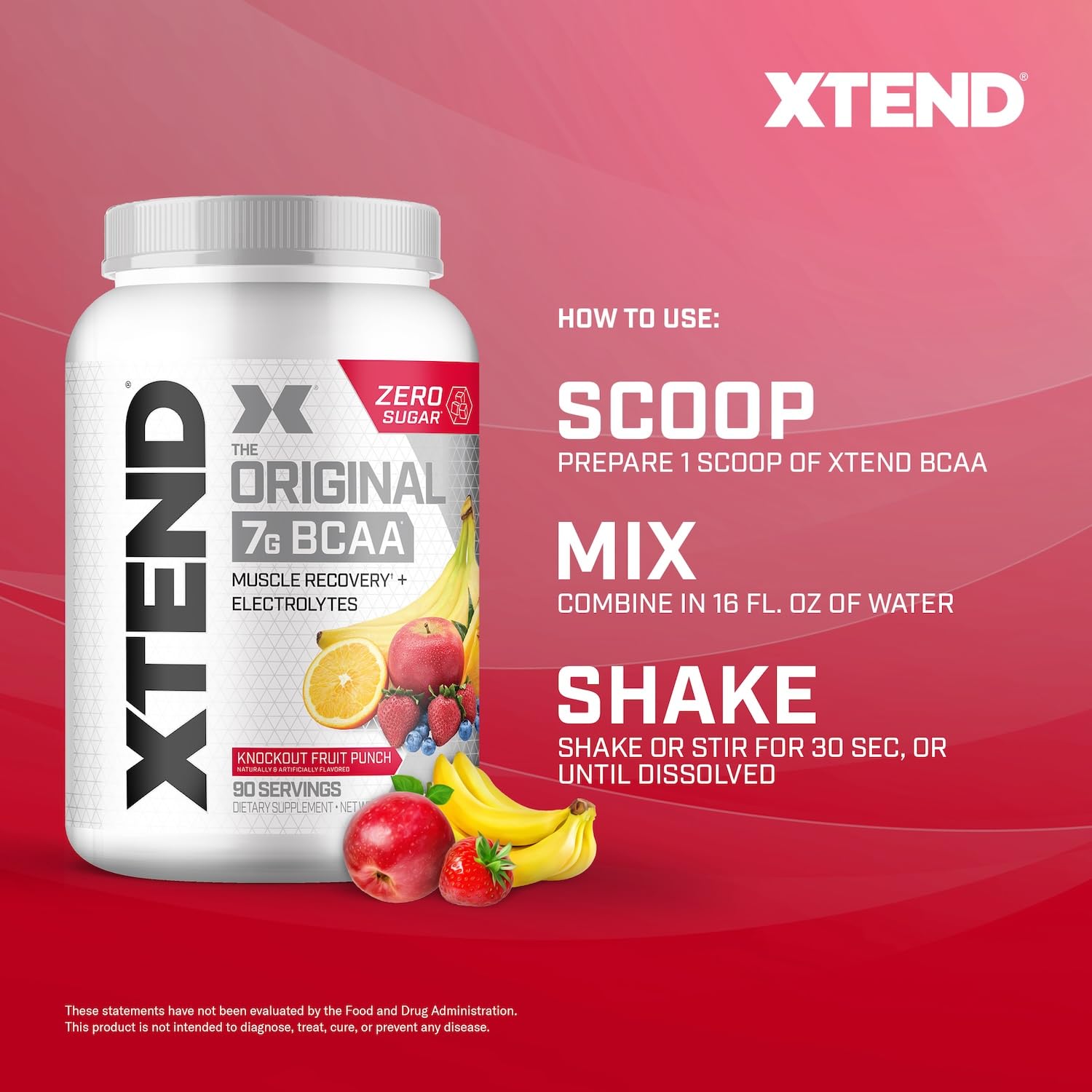 Xtend XTEND Original BCAA Powder 7g BCAA and 2.5g L-Glutamine, Sugar Free Post Workout Muscle Recovery Drink with Amino Acids for Men & Women, 90 Servings