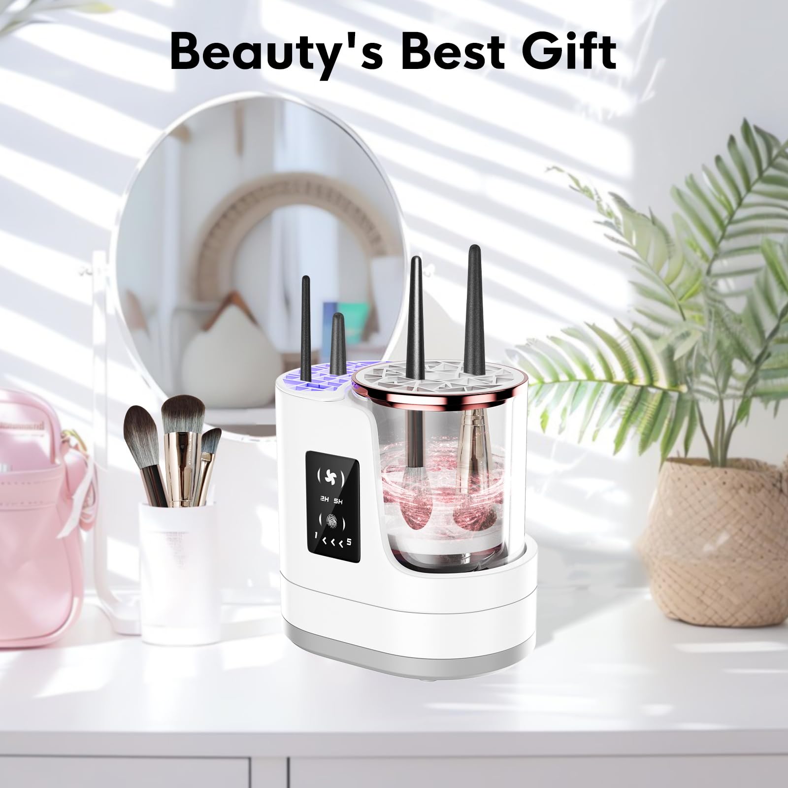 3 IN 1 Electric Makeup Brush Cleaner,Automatic Makeup Brush Cleaner with Makeup Brush Dryer,Portable USB Deep Cleaning for All Size Beauty Makeup Brush Set,Blush Brush,Sponges