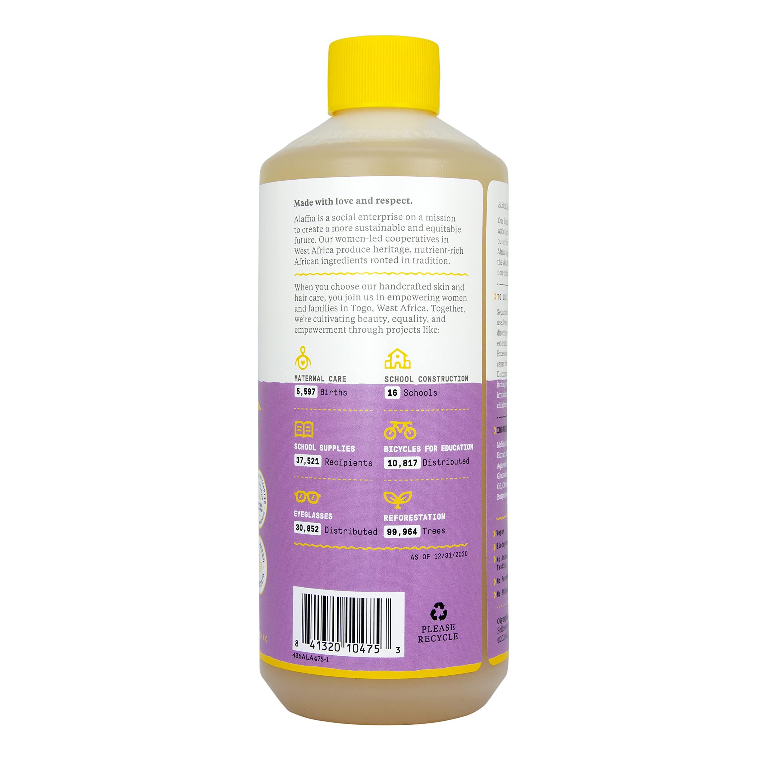 Alaffia Everyday Shea Bubble Bath, Cleanse, Soothe & Moisturize Skin, Made with Fair Trade Shea Butter, Cruelty Free, No Parabens, Vegan, Unscented, 2 Pack – 32 Fl Oz Ea