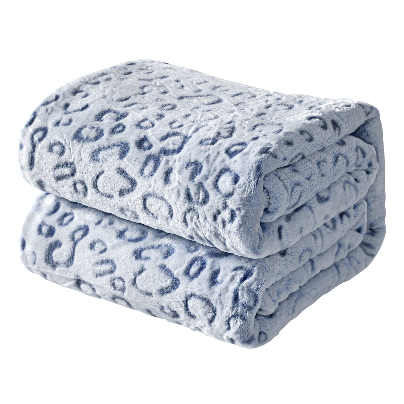 FY FIBER HOUSE Cheetah Print Blanket Blue Leopard Blanket Fluffy Soft Throw for Couch,50"X60": Blue Leopard 40"X50"