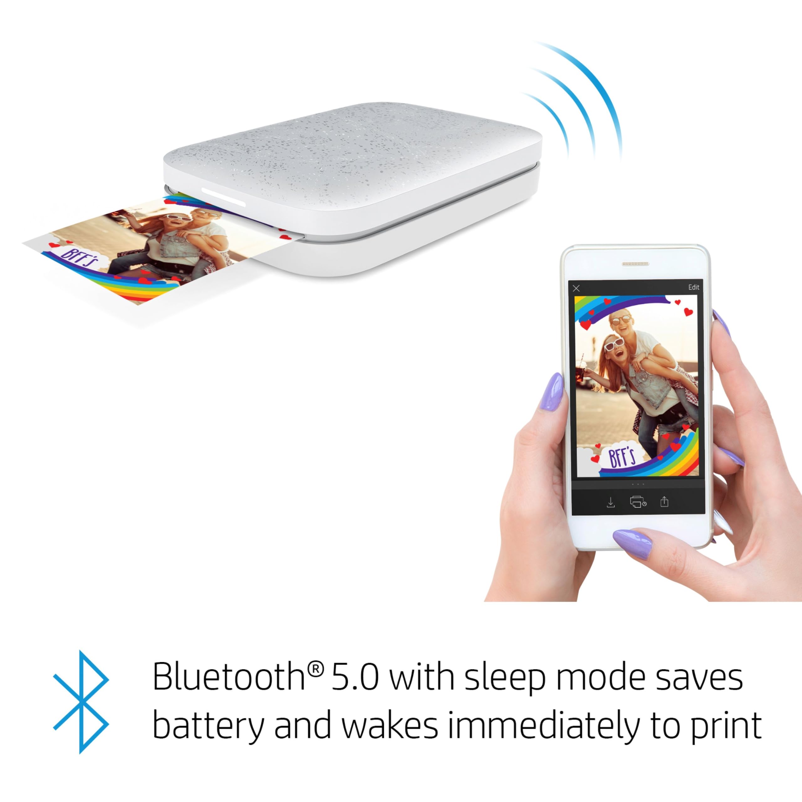 HP Sprocket 2x3" Instant Smartphone Photo Printer - Portable Color Wireless Mobile Printer - Zink Sticky-Back Photos - Print from Compatible iOS & Android Devices with Bluetooth w/Fun App - Luna Pearl: Luna Pearl Printer