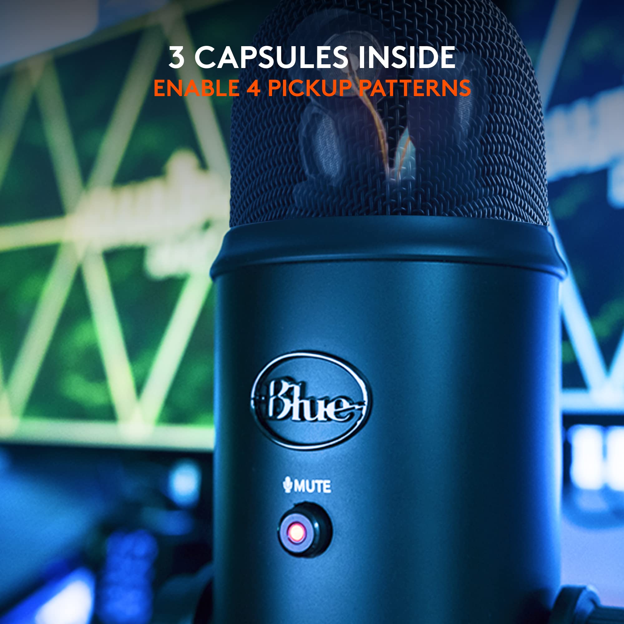 Logitech Creators Blue Yeti USB Microphone for Gaming, Streaming, Podcast, YouTube, Discord, PC, Studio Sound, Plug & Play-Blackout: Microphone Blackout