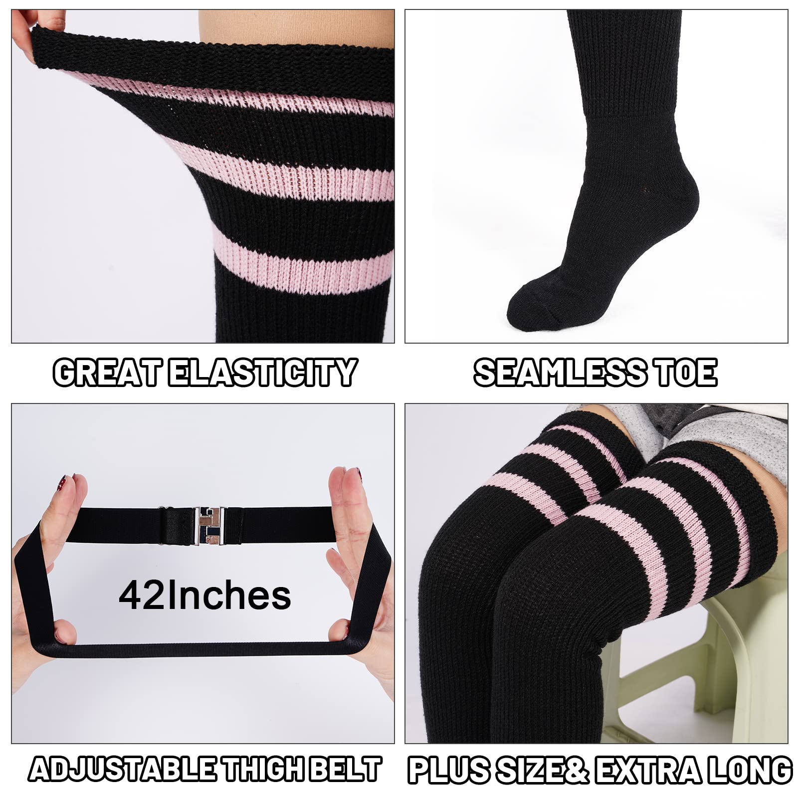 Abodhu Plus Size Thigh High Socks for Thick Thighs Women- Extra Long Widened Extra Long Thick Knit