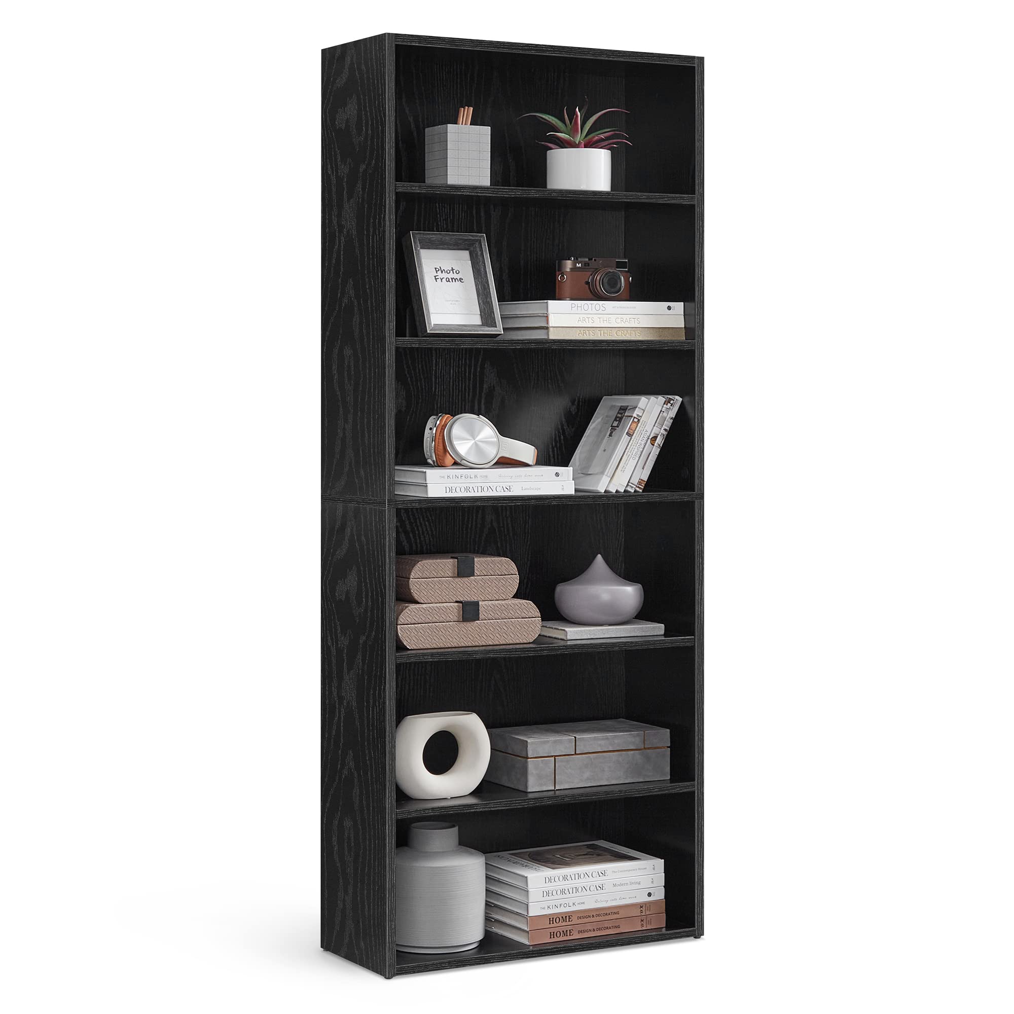 VASAGLE Bookshelf, 23.6 Inches Wide, 6-Tier Open Bookcase with Adjustable Storage Shelves, Floor Standing Unit, Ebony Black ULBC166T56