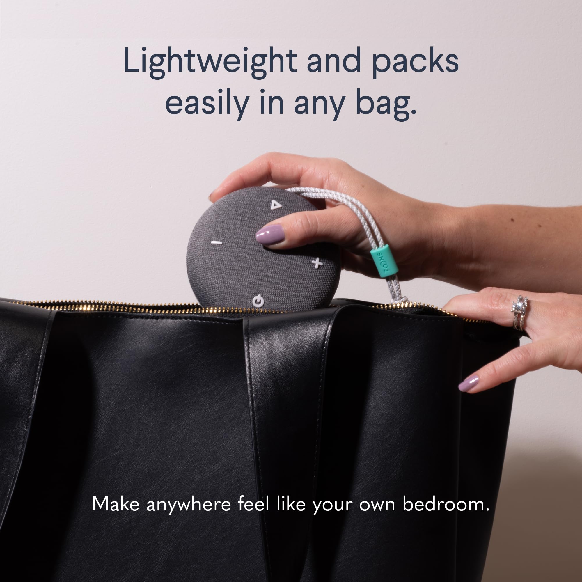 SNOOZ Go - Portable Travel Sound Machine, 6 Sounds, Fan, Pink & White Noise, Rechargeable Bluetooth Speaker, Sleep Aid for Adults, Kids, Office Privacy, Sleeping Essential for Gift Registry -: Charcoal