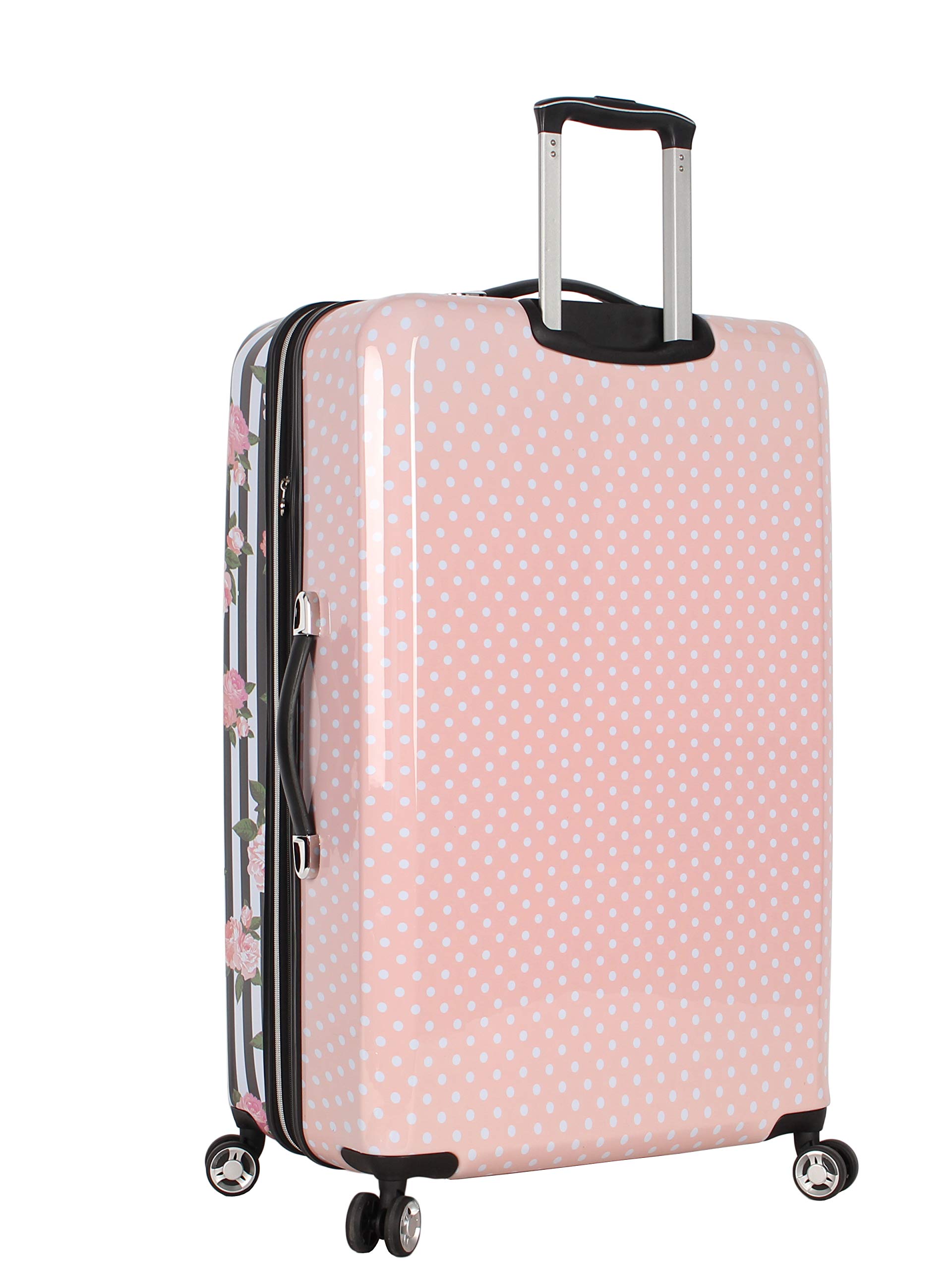 Betsey Johnson Designer Luggage Collection - Expandable 3 Piece Hardside Lightweight Spinner Suitcase Set (): Stripe Roses