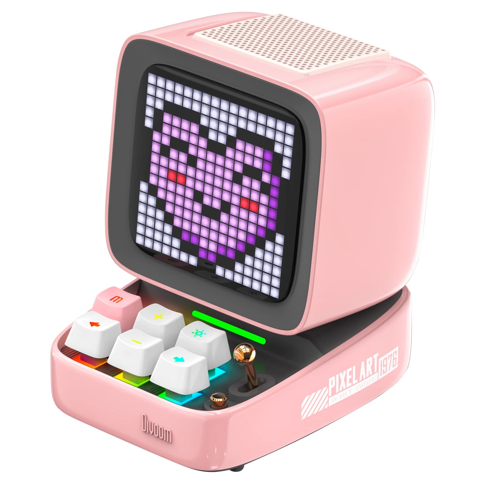 Divoom Ditoo Retro Pixel Art Game Bluetooth Speaker with 16X16 LED App Controlled Front Screen (): Pink