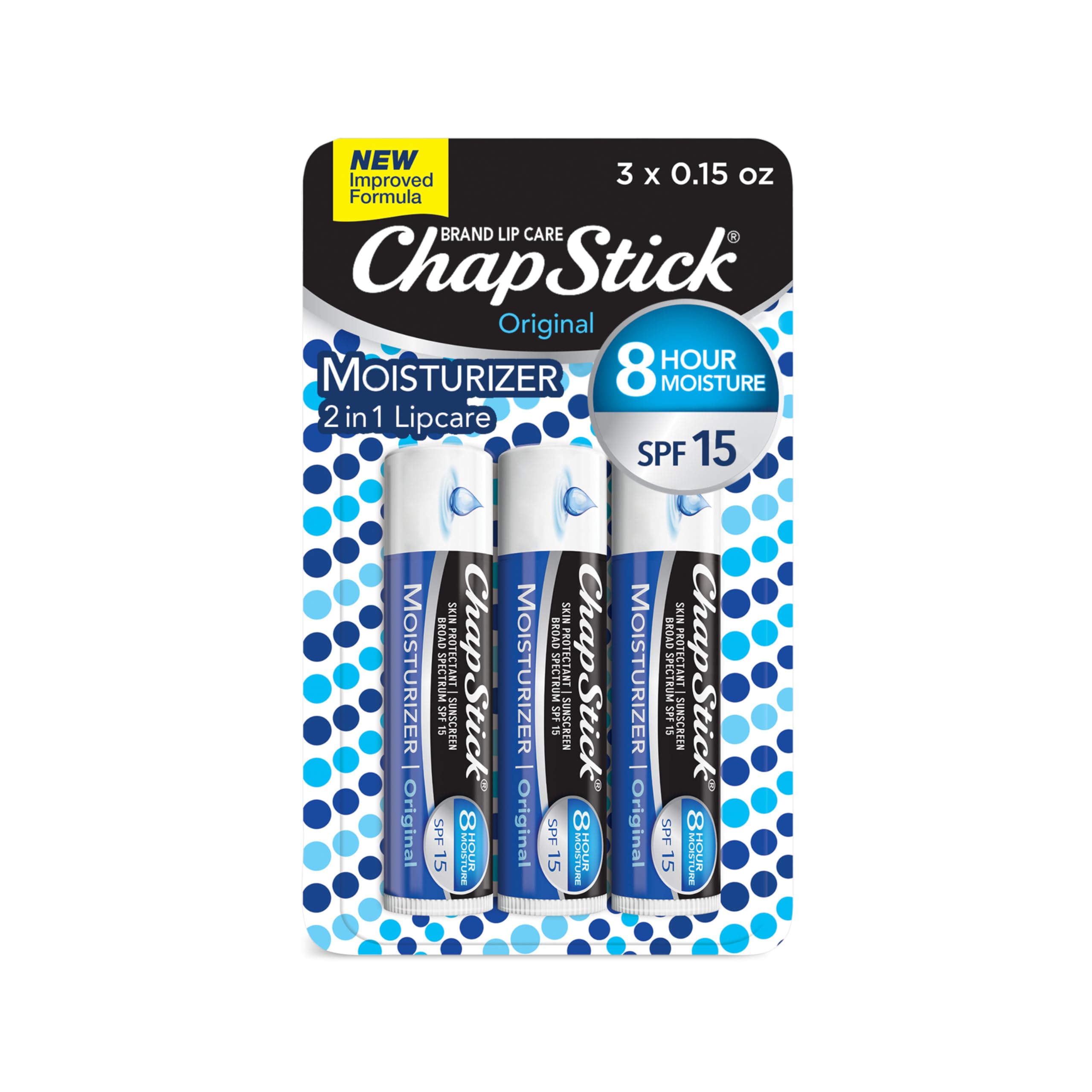 ChapStick Classic Strawberry Lip Balm – Fruity & Sweet, Moisturizing Lip Care for Dry, Cracked Lips, 0.15 Oz: 3 Count (Pack of 1)