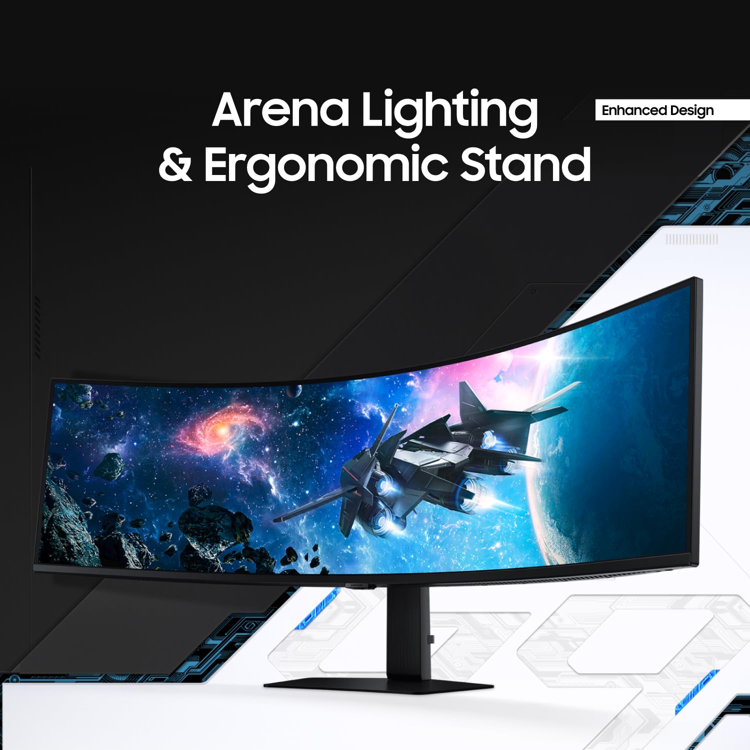 SAMSUNG 49" Odyssey G9 Series 1000R Curved Gaming Monitor LS49CG954ENXZA, DQHD, 1ms(GtG), VESA DisplayHDR 1000, 240Hz, AMD FreeSync Premium Pro, Height Adjustable Stand, Ultrawide Screen, 2024: DP Cable