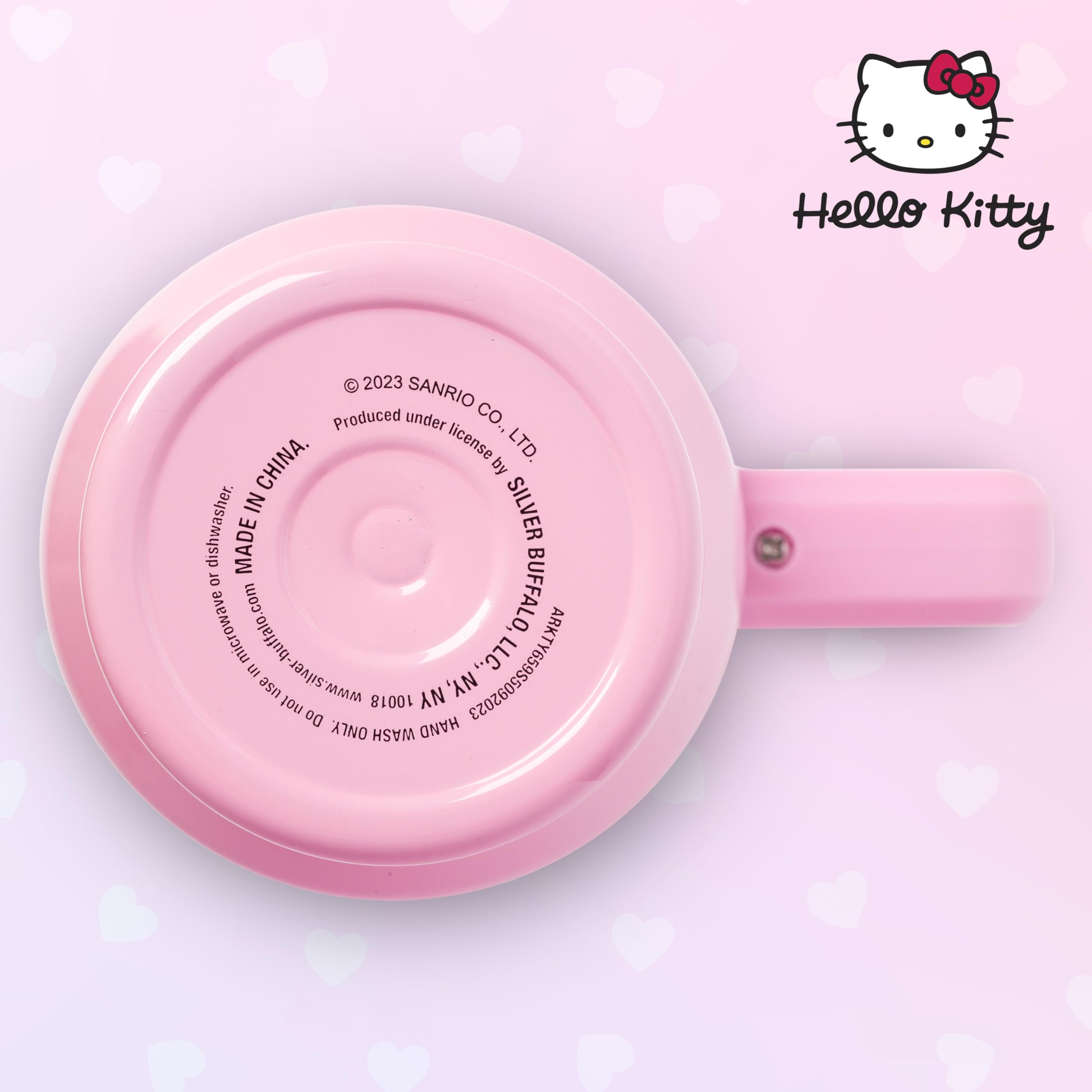 Silver Buffalo Sanrio Hello Kitty Waving Stainless Steel Tumbler with Handle and Straw, Fits in Standard Cup Holder, 40 Ounces