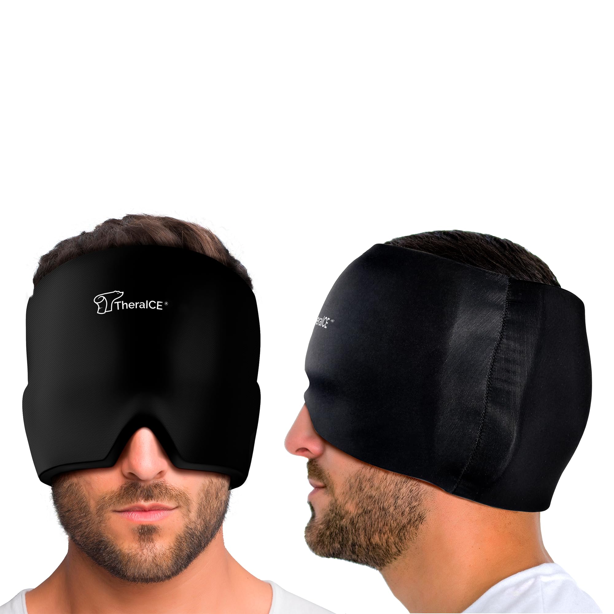 TheraICE Migraine Relief Cap, Soothing Headache Hat Ice Pack Mask, Face Cold Compress Cooling Gel Head Wrap Products for Tension, Stress & Hangover: Original Black 1.0