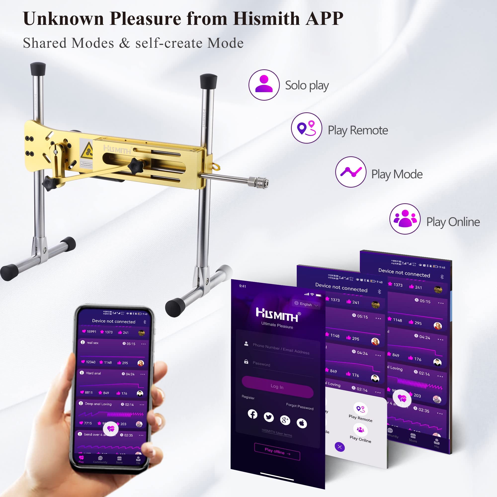 Hismith Premium 3.0 Pro, Sex Machine with KlicLok System, Wire and Intelligent APP Controlled Love Machine with Dildo,Purple thumbnail 5