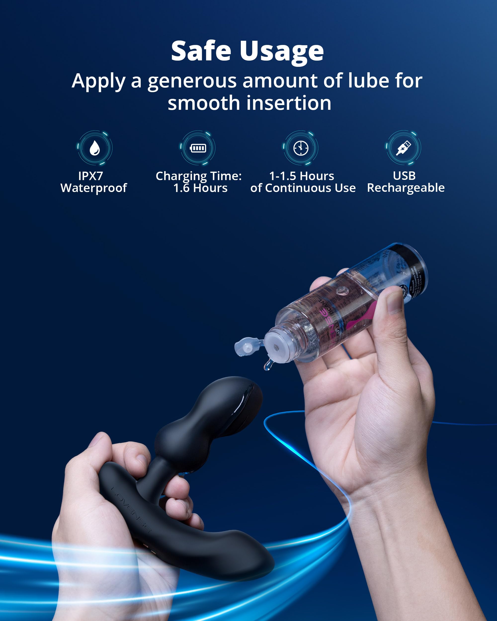 LOVENSE Edge 2 Prostate Massager Adjustable Vibrating Butt Plug, APP Remote Control Male Vibrator Anal Dildo Adult Sex Toys & Games for Beginner Advanced Player, Powerful Vibration, Waterproof