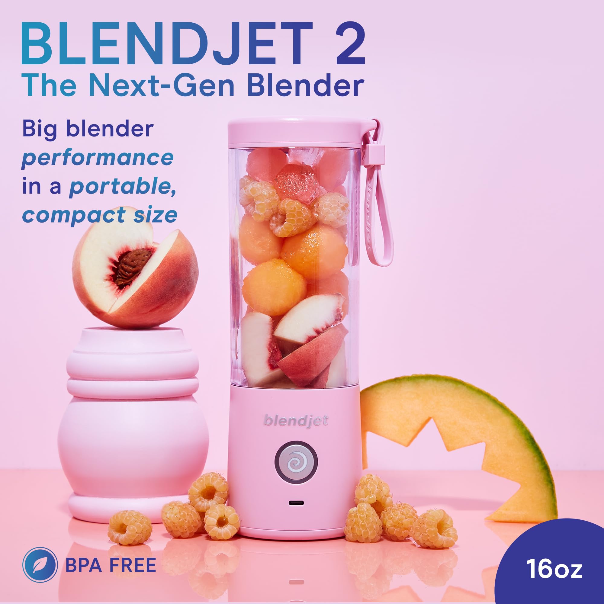 BlendJet Portable Blender for Smoothies & Shakes - 16oz BlendJet 2 Cordless Personal & Small Blender, USB-C Rechargeable & Self Cleaning - Quiet Mini Travel Blender with Stainless Steel Blade (Mint): BlendJet Portable Blender for Smoothies & Shakes - 16oz BlendJet 2 Cordless Personal & Small Blender, USB-C Rechargeable & Self Cleaning - Quiet Mini Travel Blender with Stainless Steel Blade (Blush)