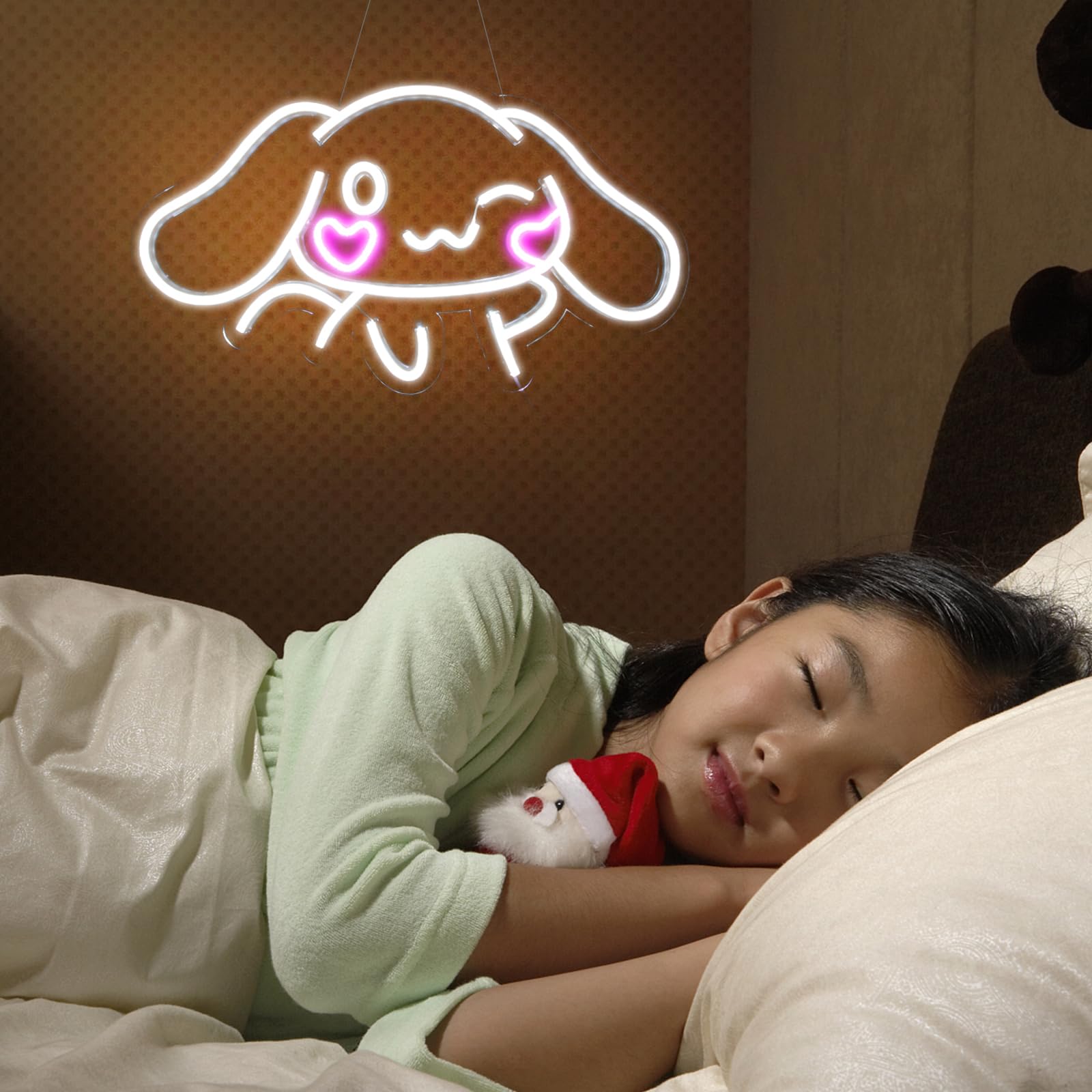 Cinnamoroll Anime Neon Sign for Wall Decor Cinnamoroll Led Light Room Decor Japanese Neon Light LED Sign for Anime Fans Cinnamoroll Gift for Girls 17.5"*9.5"
