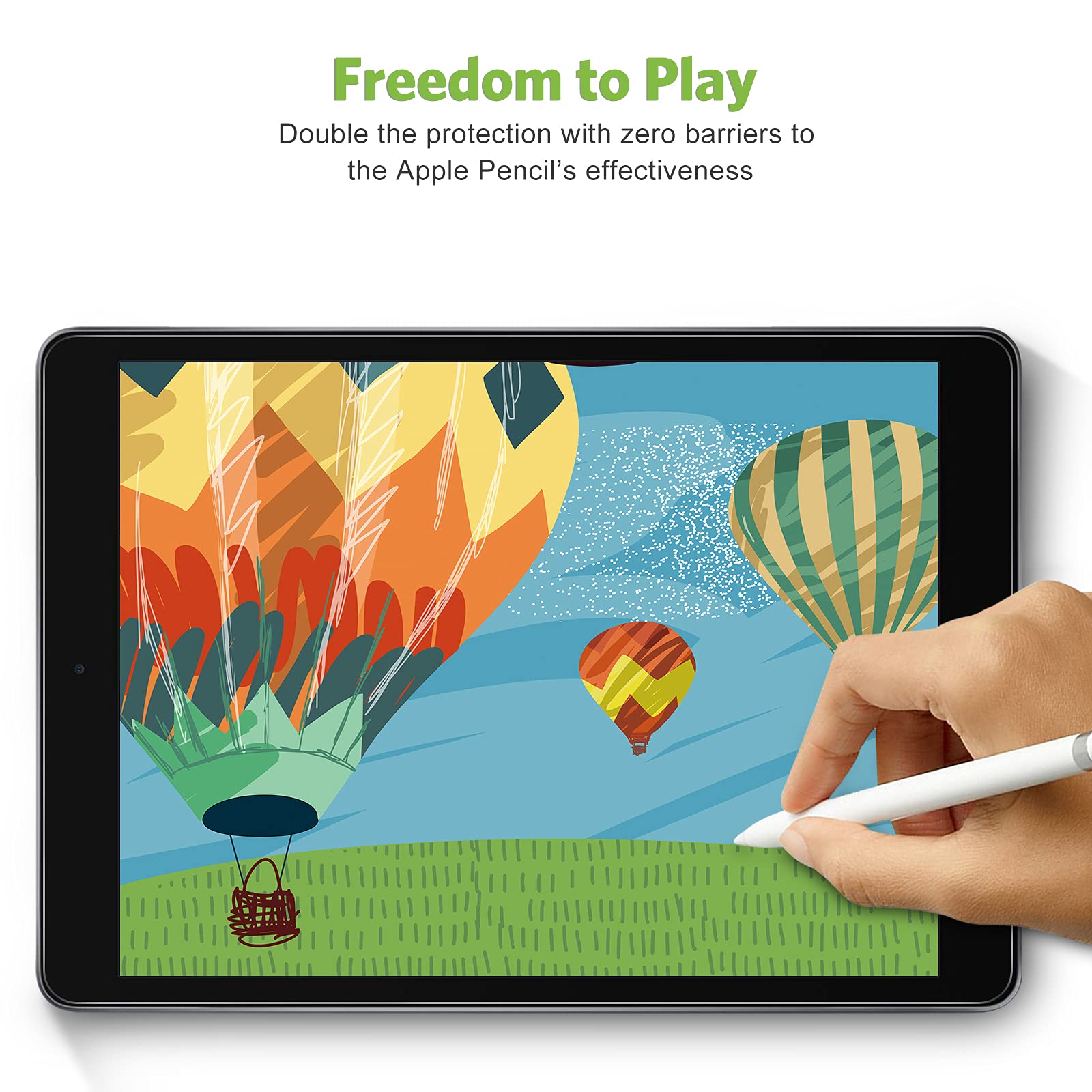 apiker 2 Pack Screen Protector for iPad 9th 8th 7th Generation 10.2 Inch, Tempered Glass Film for iPad 9 8 7 (2021/2020/2019), Case Friendly & Apple Pencil Compatible
