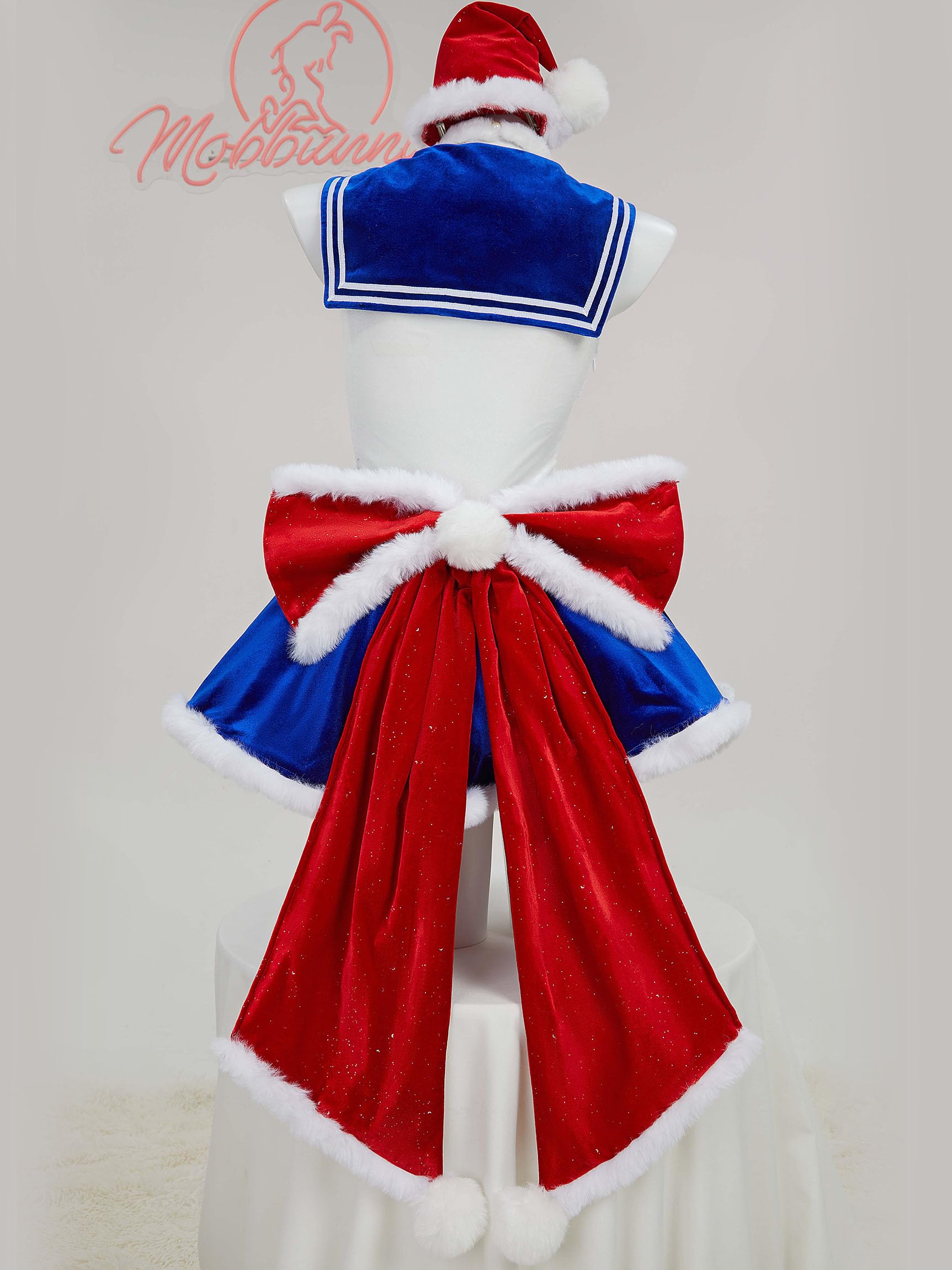 Mobbunny Women Anime Cosplay Costume Blue School Fluffy Dress Valentine's Day JK Uniform Outfit with Cape: Large