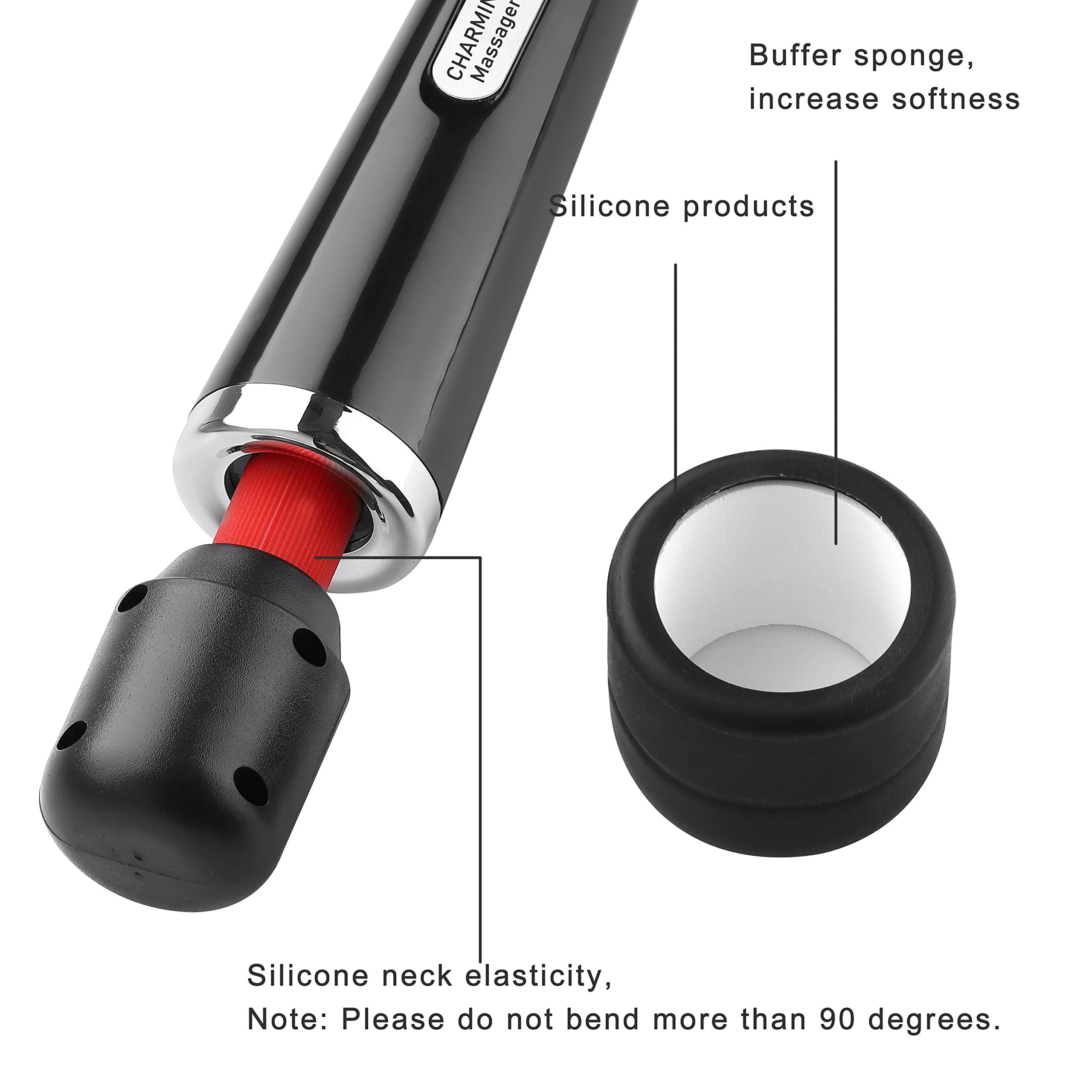 CHARMING Wired Powerful Handheld Massager with Strong 10 Vibrations Back Massage, Personal Therapy Massager for Sports Recovery, Muscle Aches, Full Body Pain (): Black