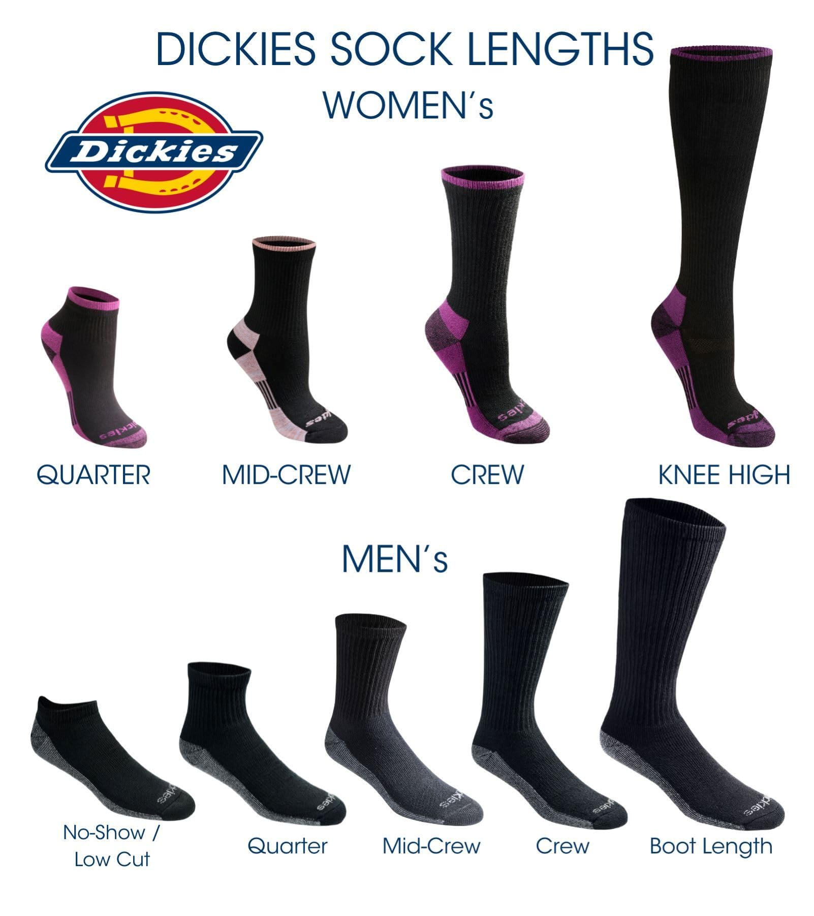 Dickies Women's Dri-tech Advanced Moisture Wicking Mid-Crew Socks, Available in M-l (6,12 Pairs)