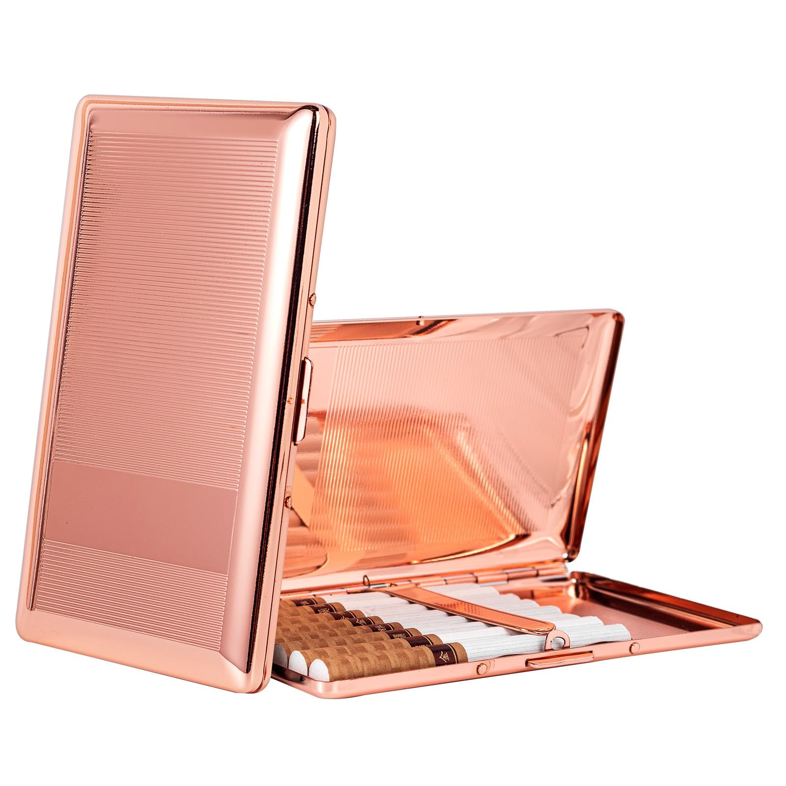 Beautiful Stylish Metal Ladies and Men's Cigarette Case,Holds 20pcs 120's Capri Cigarettes (Patterned Pink, 20pcs 120's): 10pcs 120&apos;s Rose
