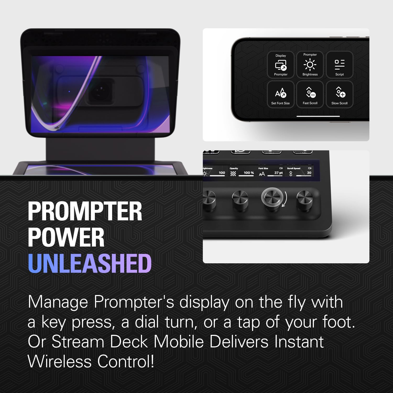 Elgato  – Teleprompter with Built-in Screen for YouTube, Twitch, Zoom, MS Teams and More, Supports DSLR/Webcam/Smartphone, Drag & Drop Monitor Display, Works with Mac/PC & Stream Deck: Prompter