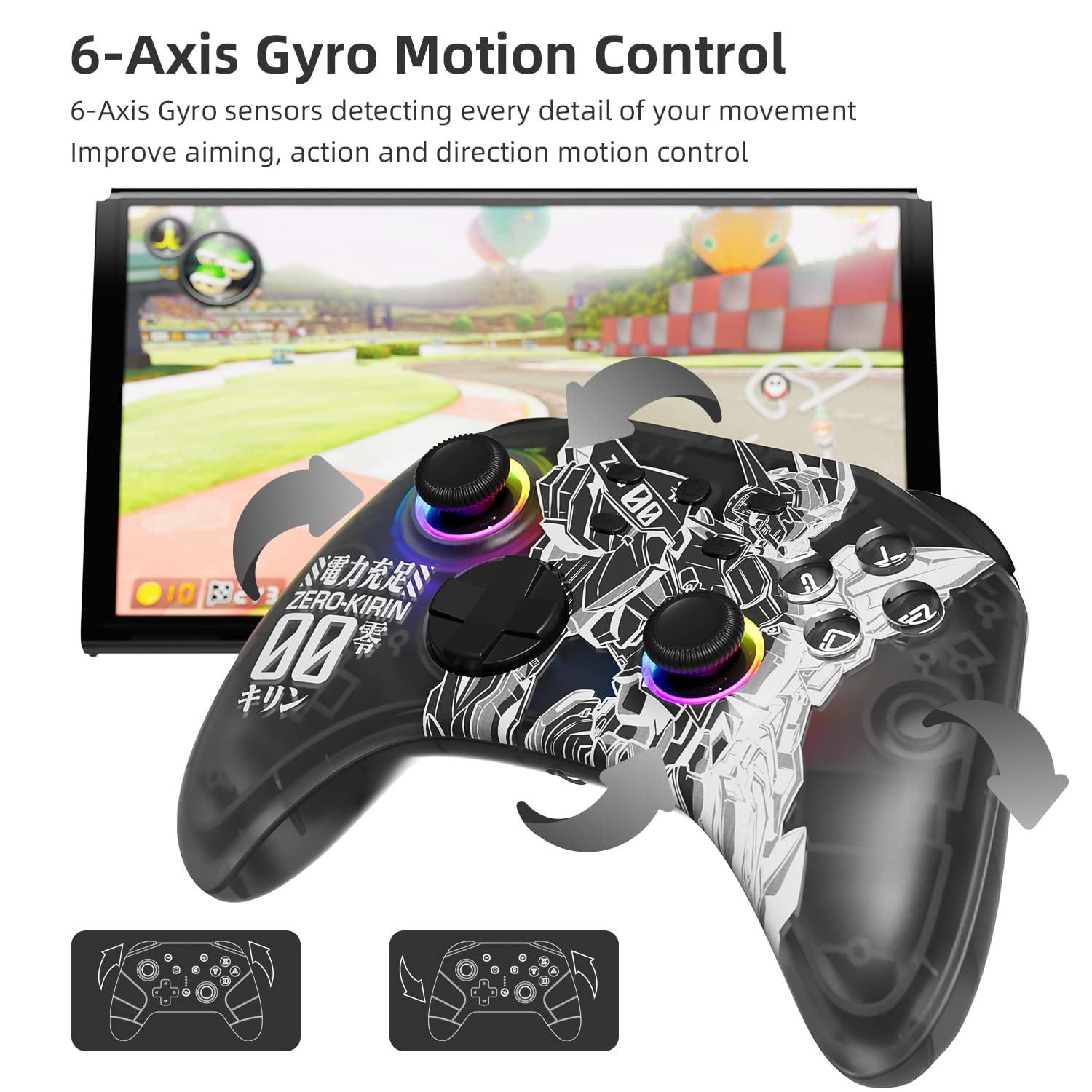 Mytrix Wireless Pro Controllers for Nintendo Switch, Windows PC iOS Android Steam/Steam Deck,  Bluetooth Controller with Programmable, Headphone Jack, Adjustable LED Light/Turbo/Vibration - Image 8