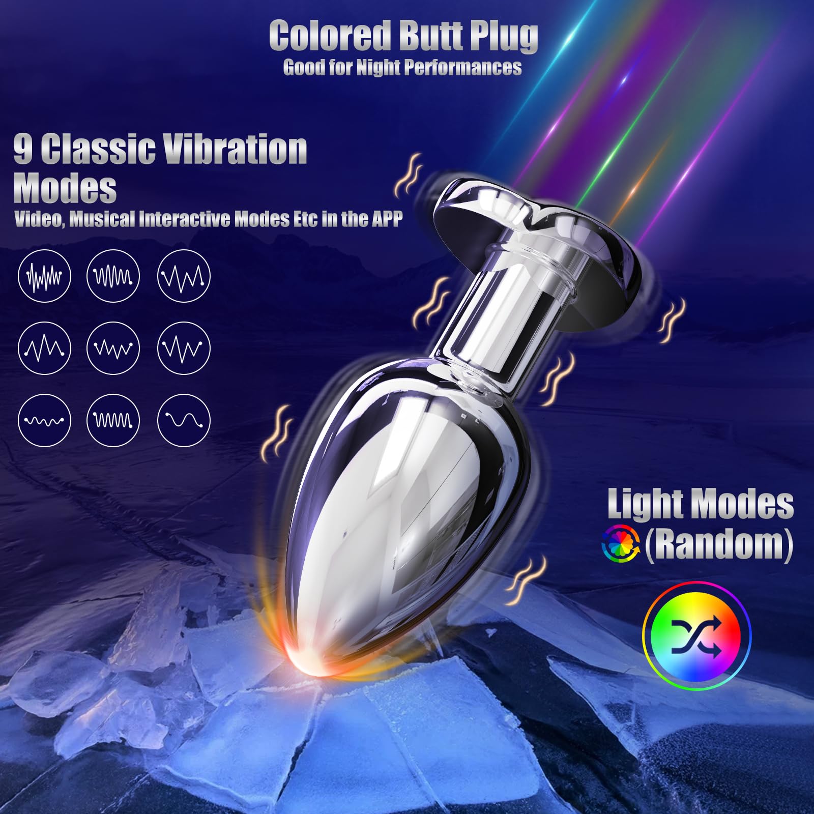 Vibrator Butt Plug, Anal Plug with Flashing Light Base, Anal Sex Toys for Men Vibrator (Small)