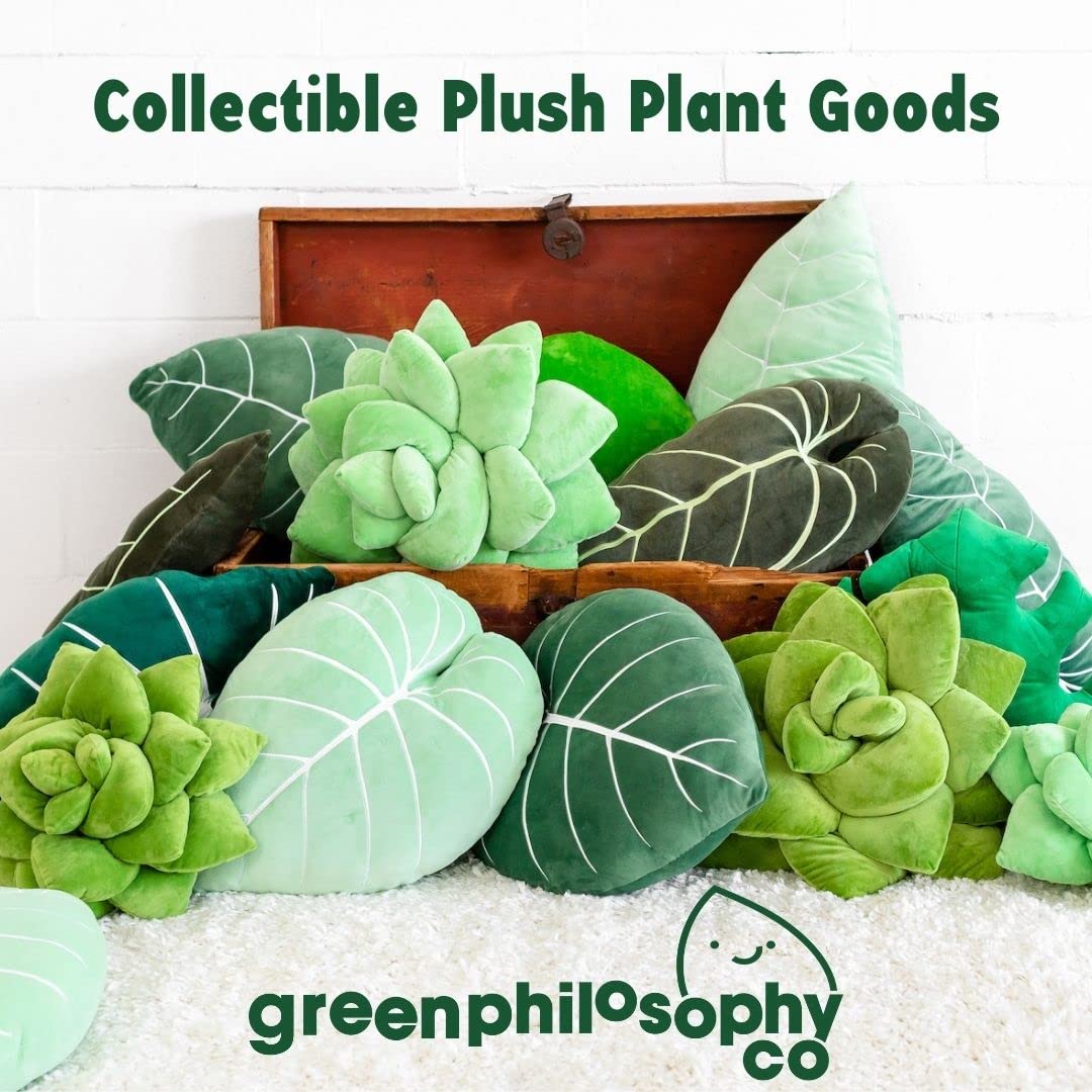 Green Philosophy Co. Plush Succulent Leaf Pillow 3D Accent Anthurium Warocqueanum Plant Throw Pillows for Couch Sofa Living Room Home Decor for Plant & Garden Lovers, Green Thumb Family & Friends