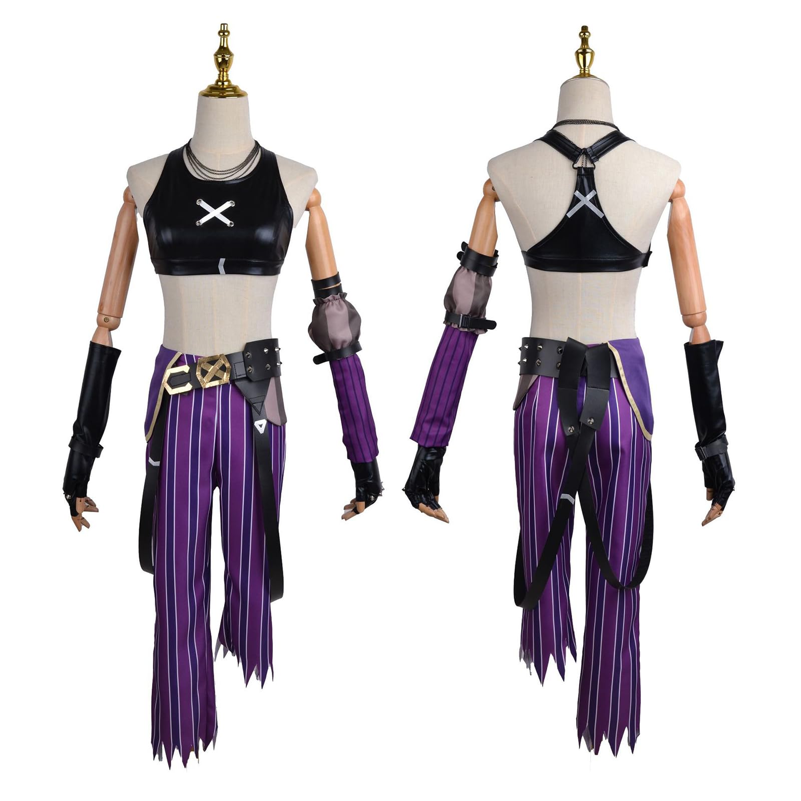 Game Hero Cosplay Costume,Women Purple Anime Cosplay Black Leather Vest Costume Halloween Unisex: B Small