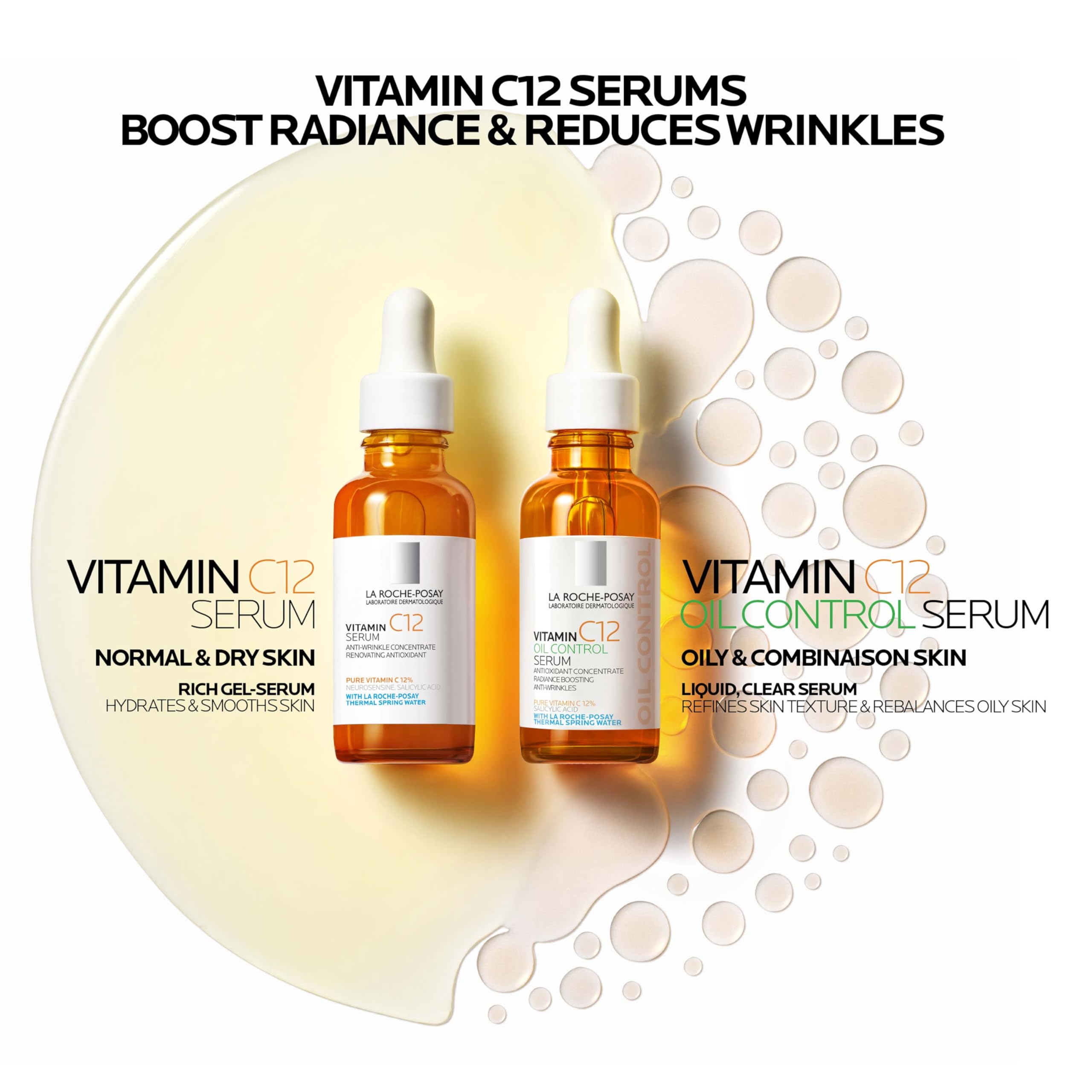 La Roche-Posay Pure 12% Vitamin C Serum For Face With Hyaluronic Acid & Salicylic Acid, Hydrating Face Serum, Boost Radiance & Reduce Wrinkles, 2 Formulas for Normal or Oily Skin Control thumbnail 3