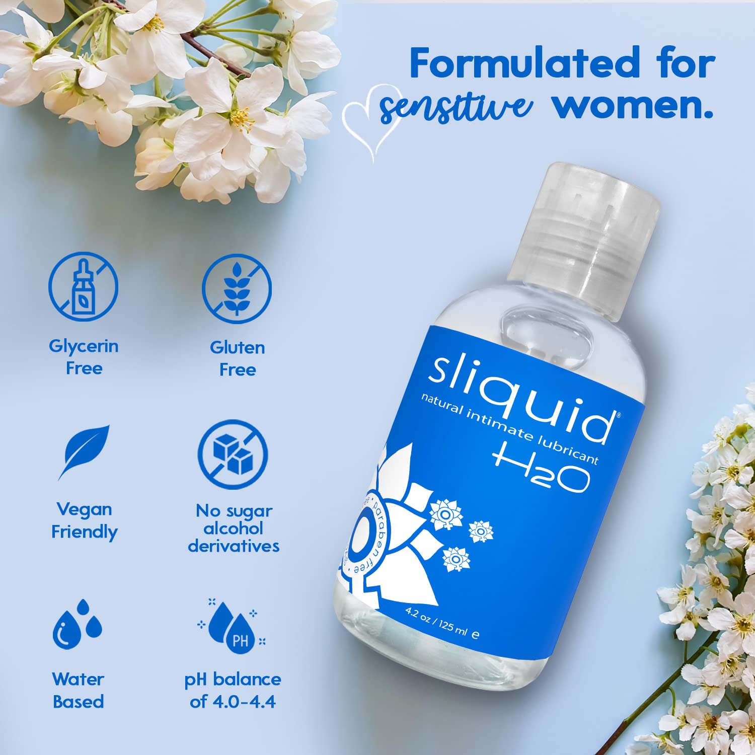 Sliquid H2O Water Based Lube, No Fragrance or Taste, Natural Lube Women, Stain Free, 8.5 Fl Oz: 4.2 Fl Oz (Pack of 1)