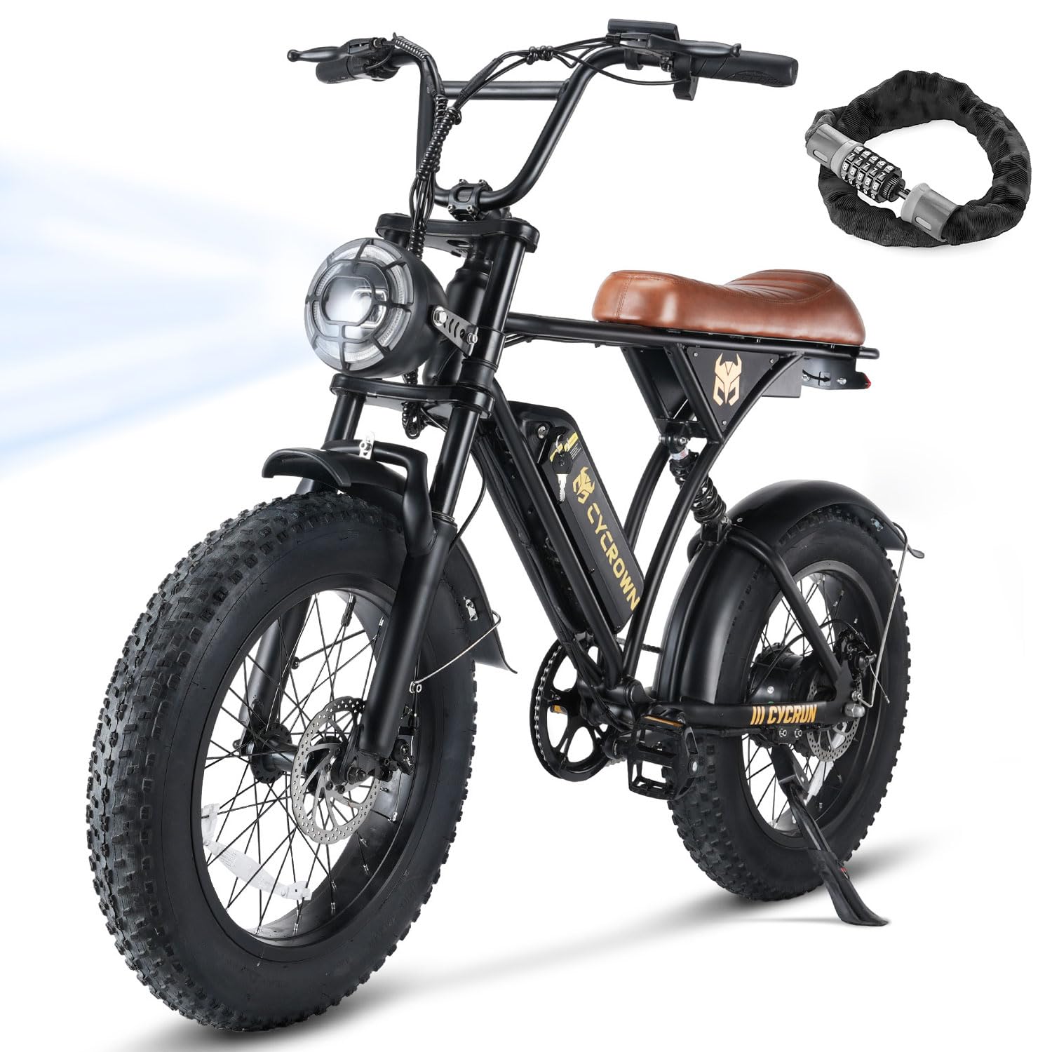 CYCROWN Electric Bike for Adults 1500W Peak Motor,28MPH 38-75Miles Ebike,48V 10.4AH/15.6AH Battery Electric Dirt Bike,20" Fat Tire ebikes for Adults Commuting Off Road Electric Bicycle