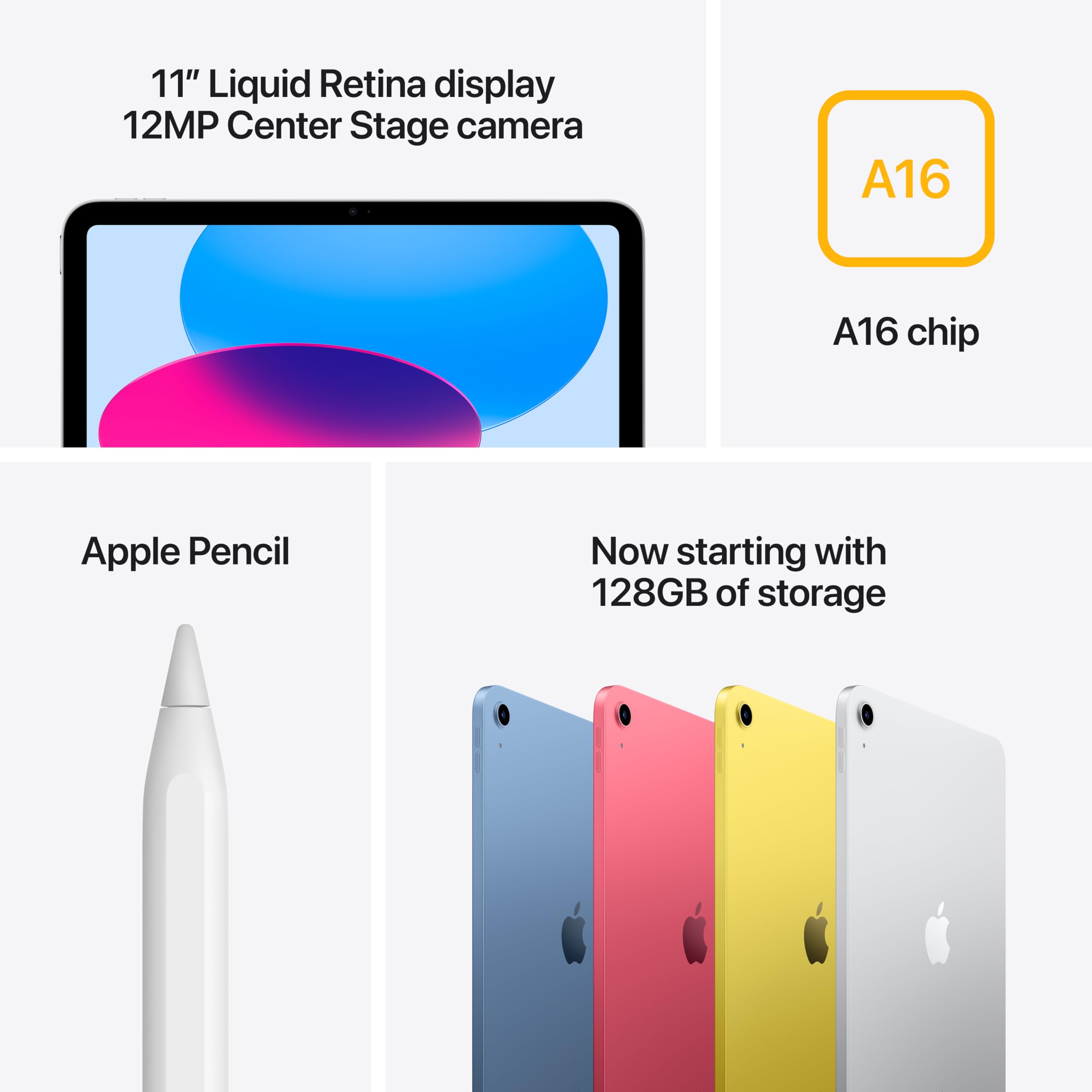 Apple iPad 11-inch: A16 chip, 11-inch Model, Liquid Retina Display, 256GB, Wi-Fi 6, 12MP Front/12MP Back Camera, Touch ID, All-Day Battery Life — Pink: Wi-Fi 256GB Pink Without AppleCare+