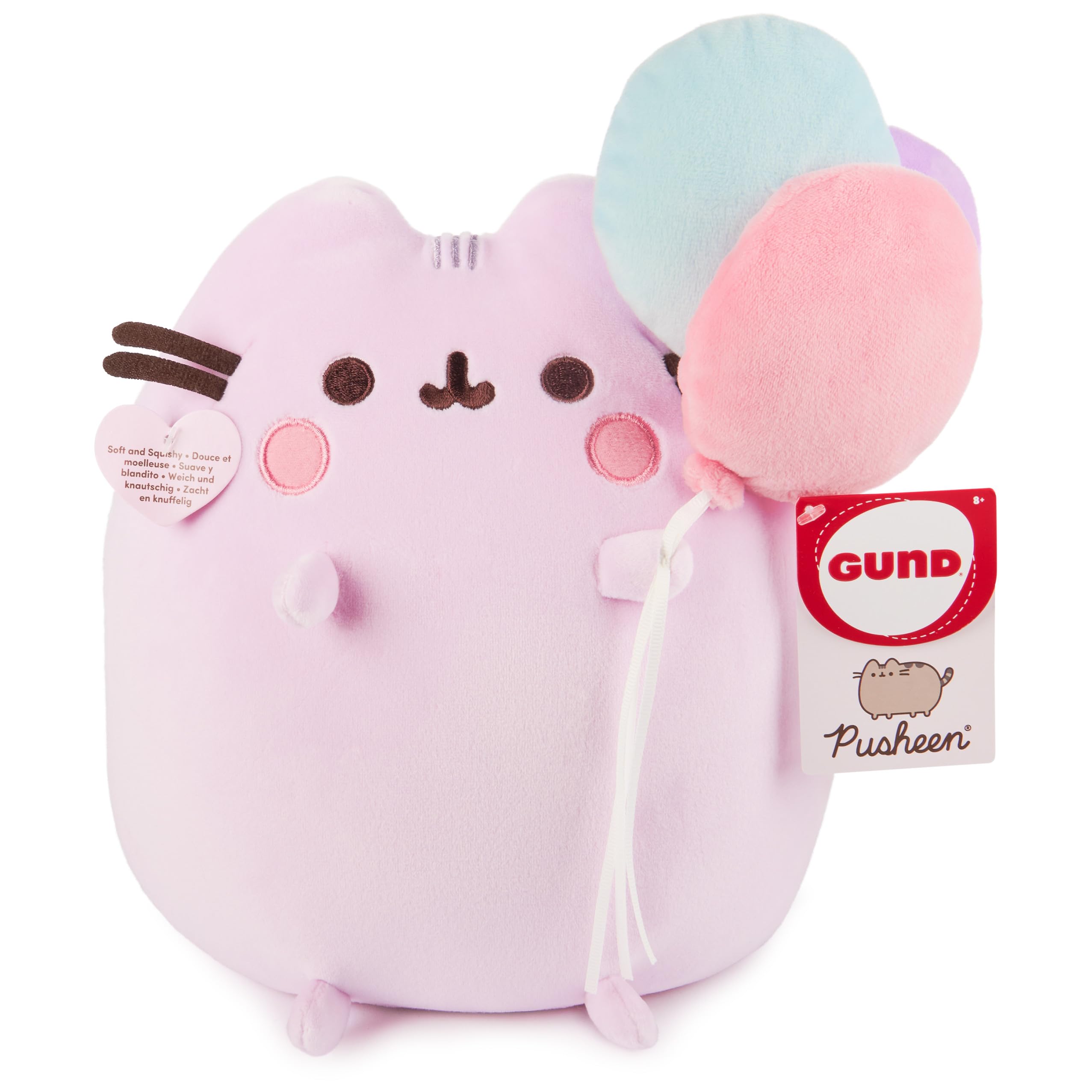 GUND Pusheen 15th Anniversary Squisheen Plush, Squishy Toy, Collectible Plush, Cat Stuffed Animal for Ages 8 and Up, Pink, 9.5”