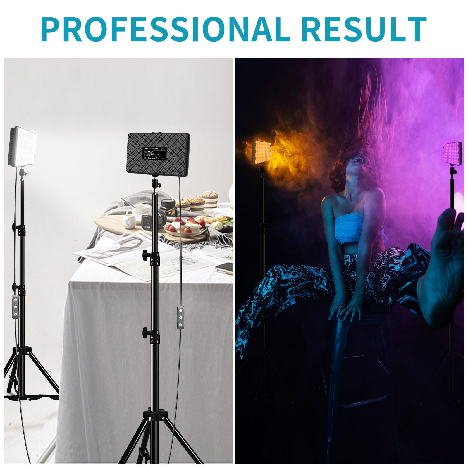 LED Video Light Kit 2Pcs, Hagibis Studio Lights 18 Color Filters for Photography Lighting with Adjustable Tripod Stand Streaming Lights for Photo Camera Recording Computer Zoom Stream TikTok YouTube: LED Video Light Kit 2Pcs, Hagibis Studio Lights 18 Color Filters for Photography Lighting with Adjustable Tripod Stand Streaming Lights for Photo Camera Recording Computer Zoom Stream TikTok YouTube