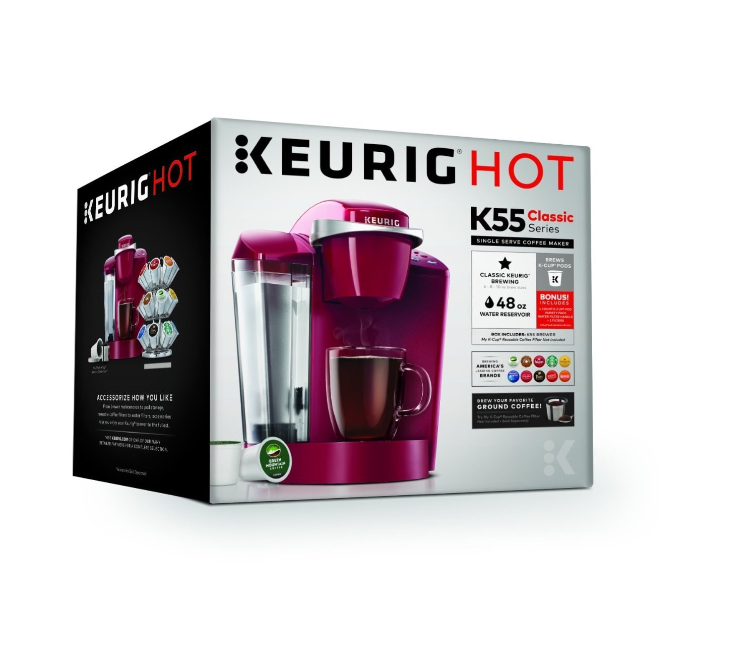 Keurig K-Classic Single Serve K-Cup Pod Coffee Maker, with 3 Brew Sizes, 48oz Removable Reservoir,