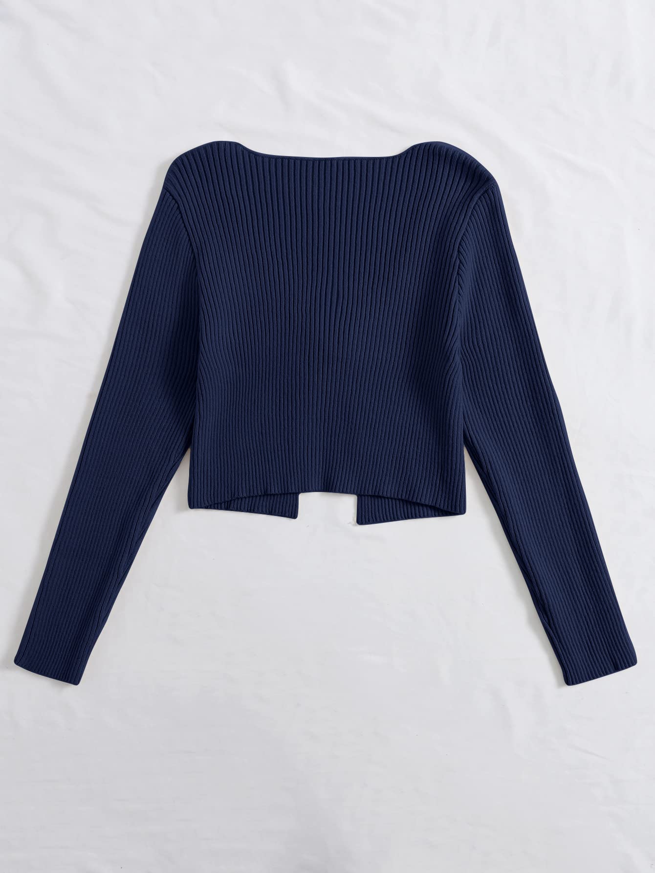 Floerns Women's Tie Front Long Sleeve Rib Knit Shrug Sweaters Cardigan Crop Top