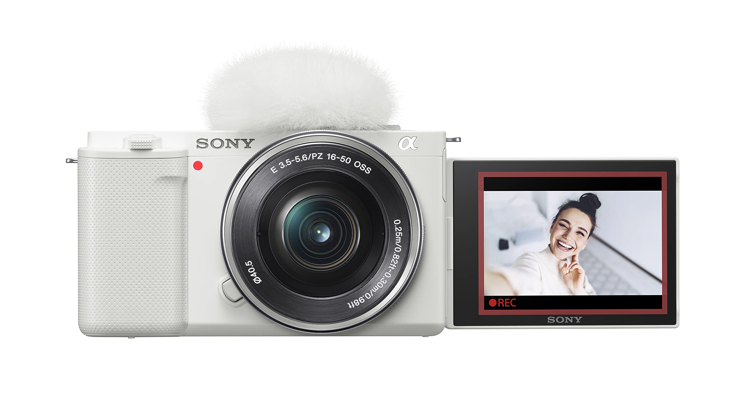 Sony Alpha ZV-E10 - APS-C Interchangeable Lens Mirrorless Vlog Camera Kit - Black: White w/16-50mm Base