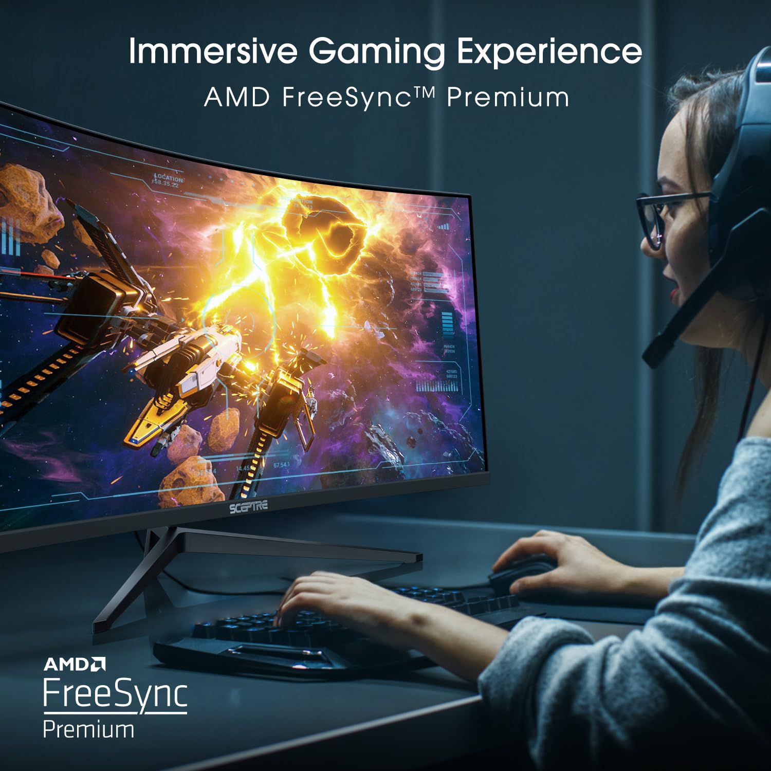 Sceptre 34-Inch Curved Ultrawide WQHD Monitor 3440 x 1440 R1500 up to 165Hz DisplayPort x2 99% sRGB 1ms Picture by Picture, Machine Black 2023 (C345B-QUT168): 34" Curved WQHD 165Hz