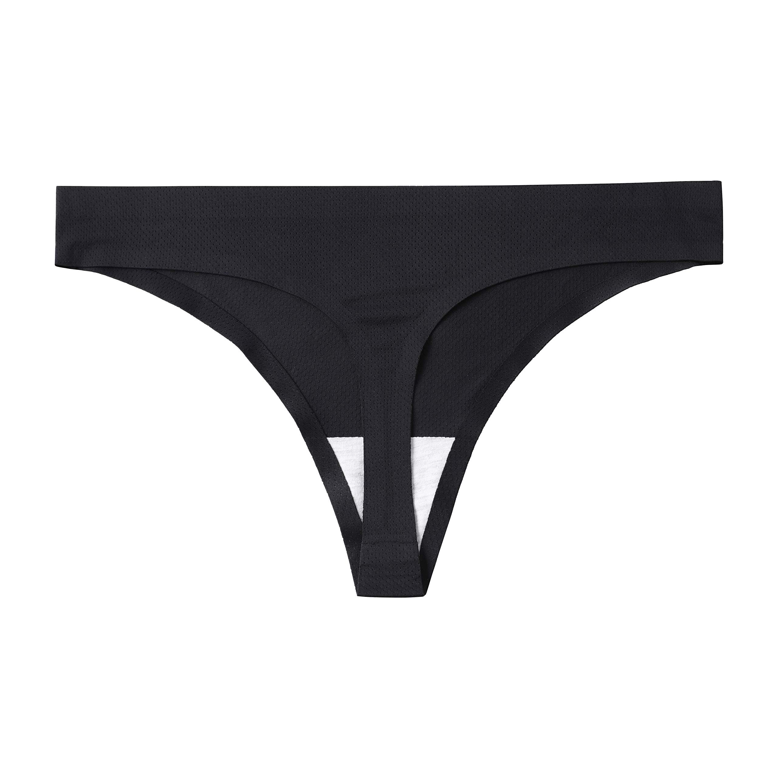 voenxe Seamless Women Underwear Thongs,No Show Ladies Thong,No Line Workout Breathable Comfortable Panties,Soft Undies,5-Pack: Large E-5 Pack Black