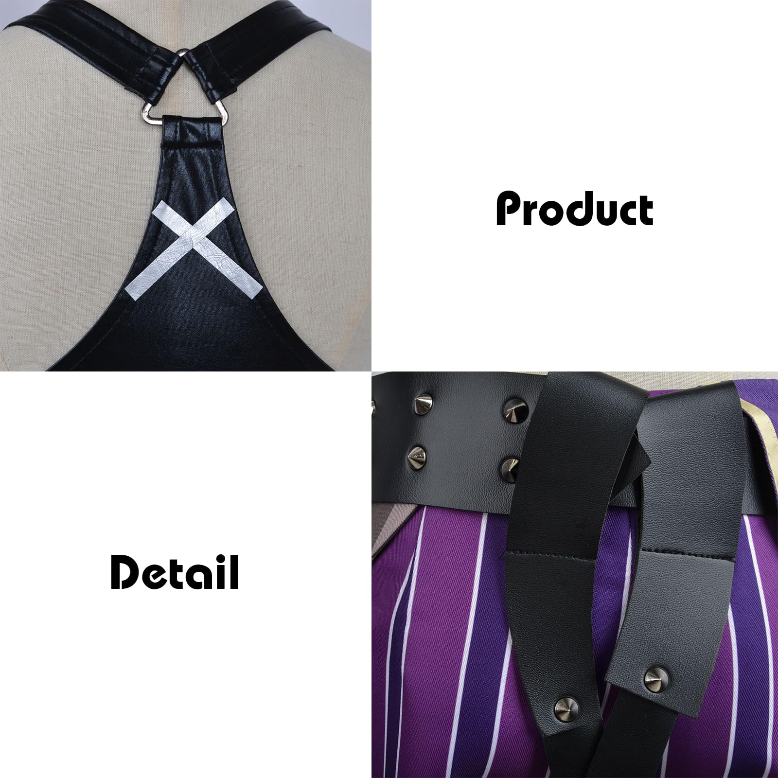 Game Hero Cosplay Costume,Women Purple Anime Cosplay Black Leather Vest Costume Halloween Unisex: B Small