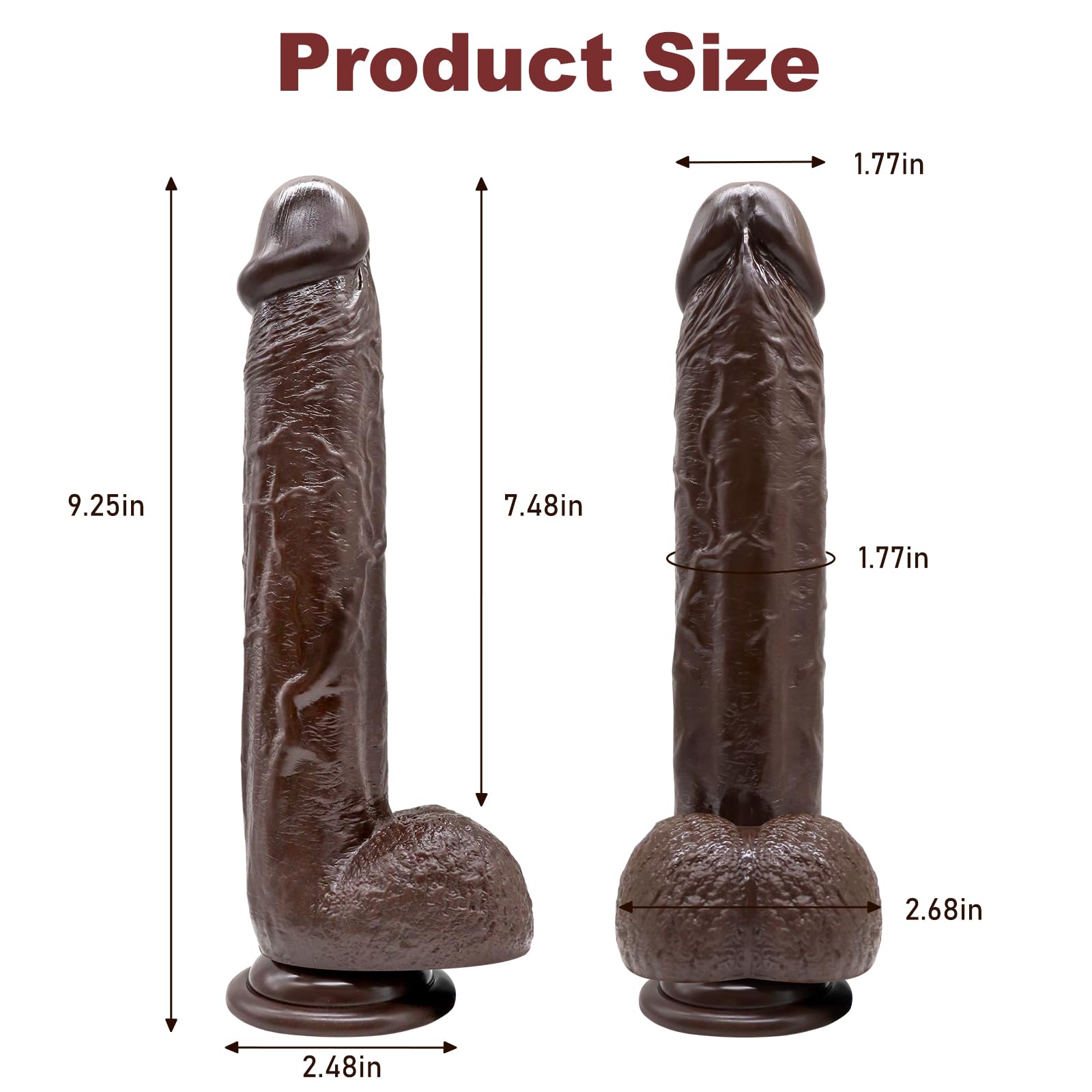 9.25 Inch Realistic Dildo Adult Sex Toys for Women Men, Lifelike G Spot Clitoral Black Huge Dildo with Strong Suction Cup for Hands-Free Play, Flexible BBC Anal Toys for Lesbian Strap-on Play (): Brown