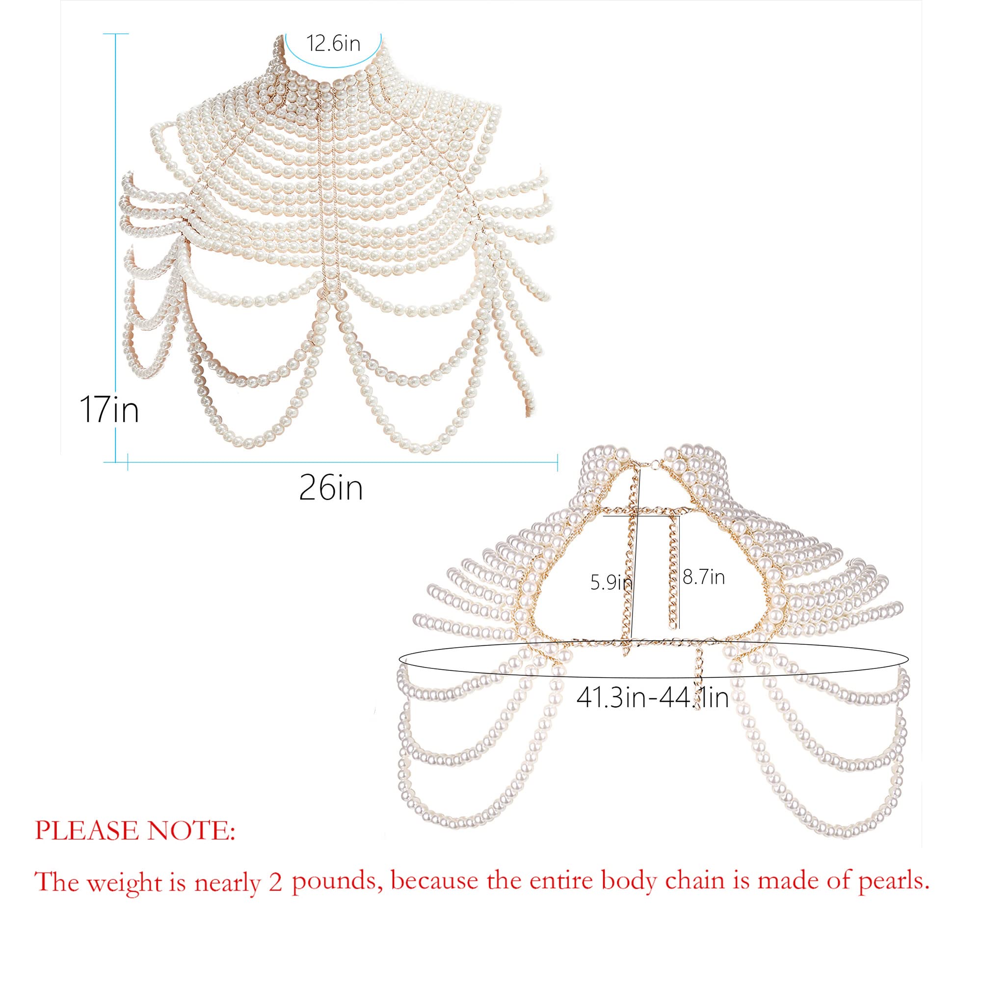 CCbodily Pearl Body Chain Bra - Fashion Shoulder Necklaces Bra Chain Body Jewelry: CCbodily Pearl Body Chain Bra - Fashion Shoulder Necklaces Bra Chain Body Jewelry