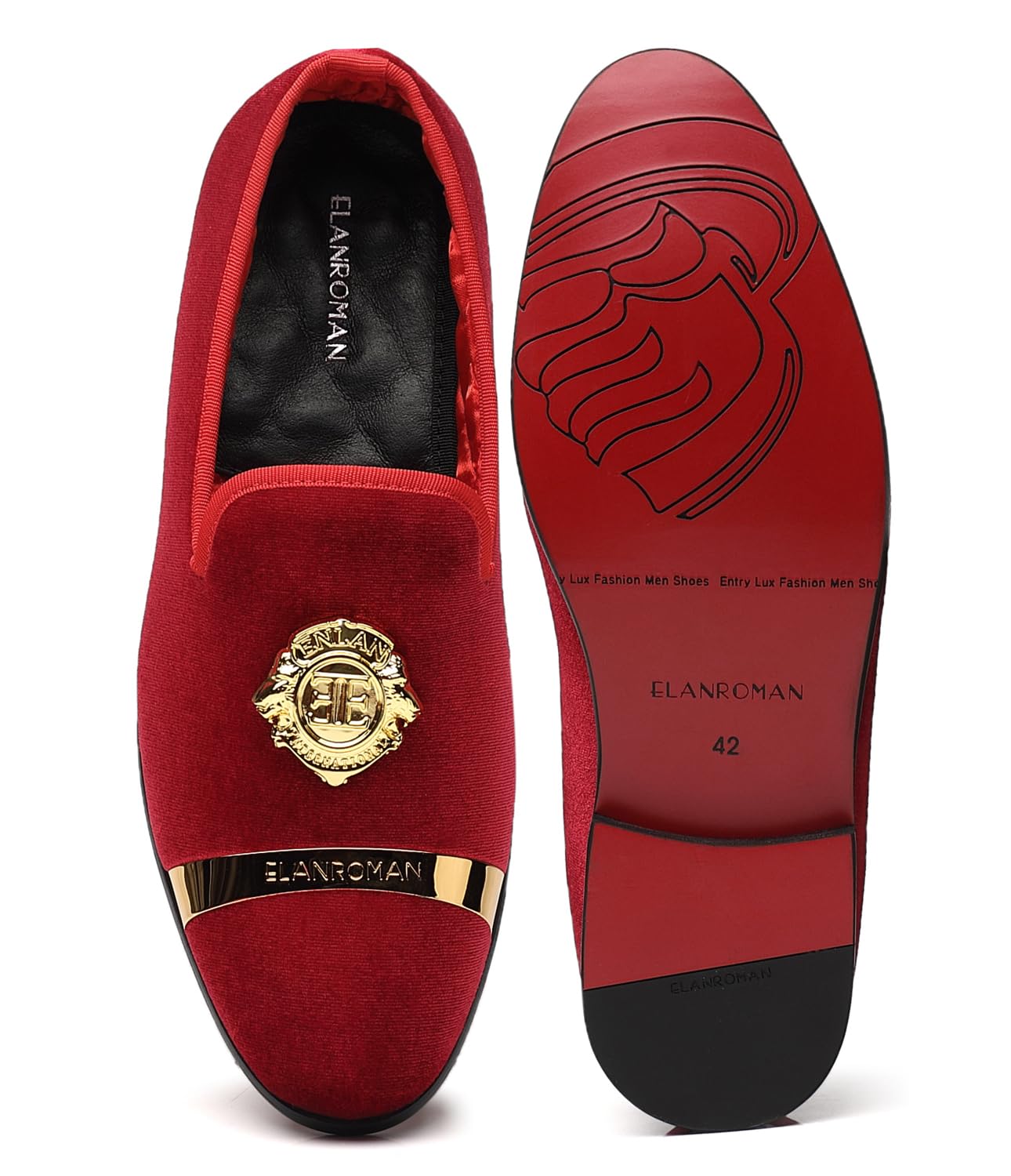 ELANROMAN Men's Velvet Loafers Dress Fashion Wedding Party Prom Shoes