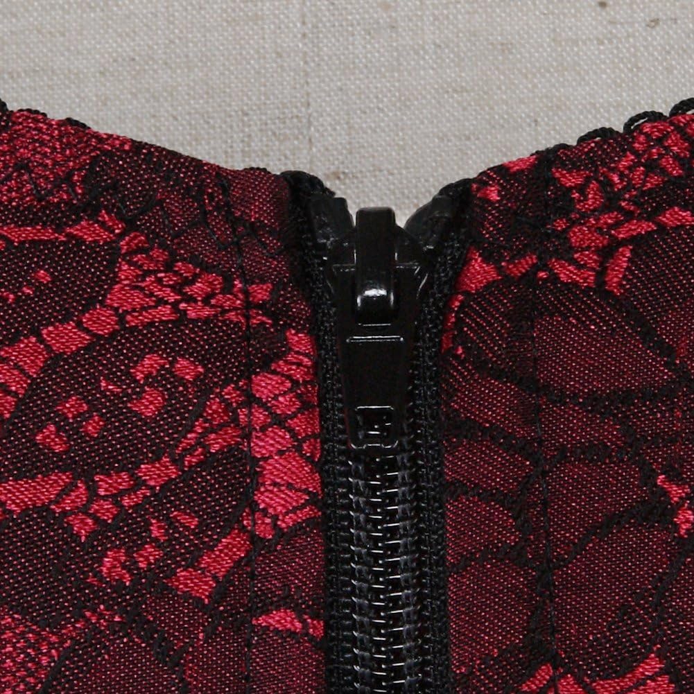 ADELCE Women's Lace up Gothic Jacquard Shoulder Straps Tank Overbust Shaper Corset Bustiers Top: Small Red 5