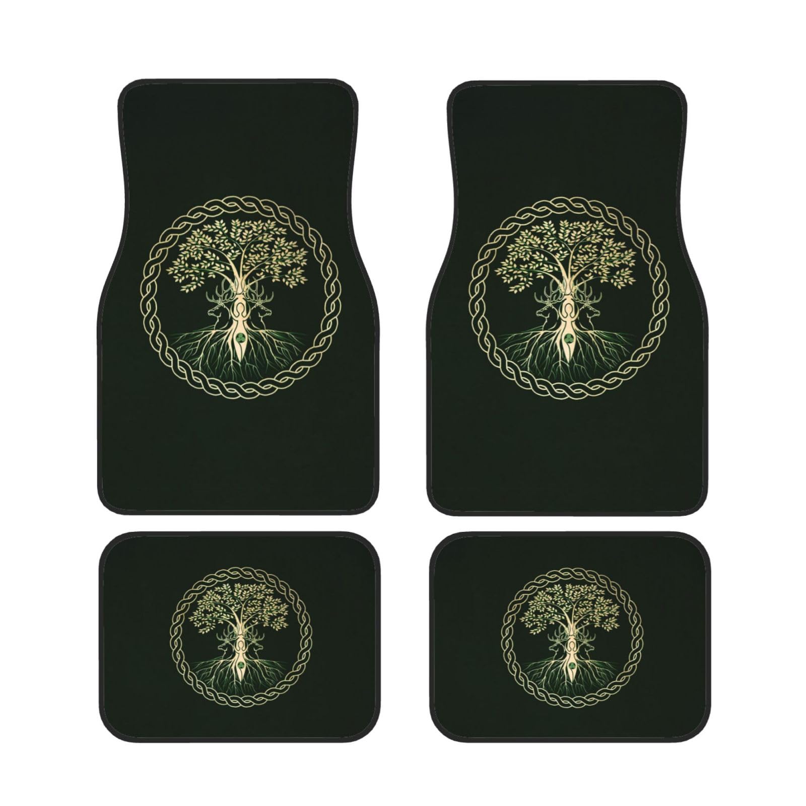 CifepraK Norse Viking Goddess Wiccan Wicca Pagan Car Floor Mats for Trucks, SUVs, Vans, 4 Pieces Front & Rear Full Set Vehicle Floor Carpets Non Slip Car Accessories